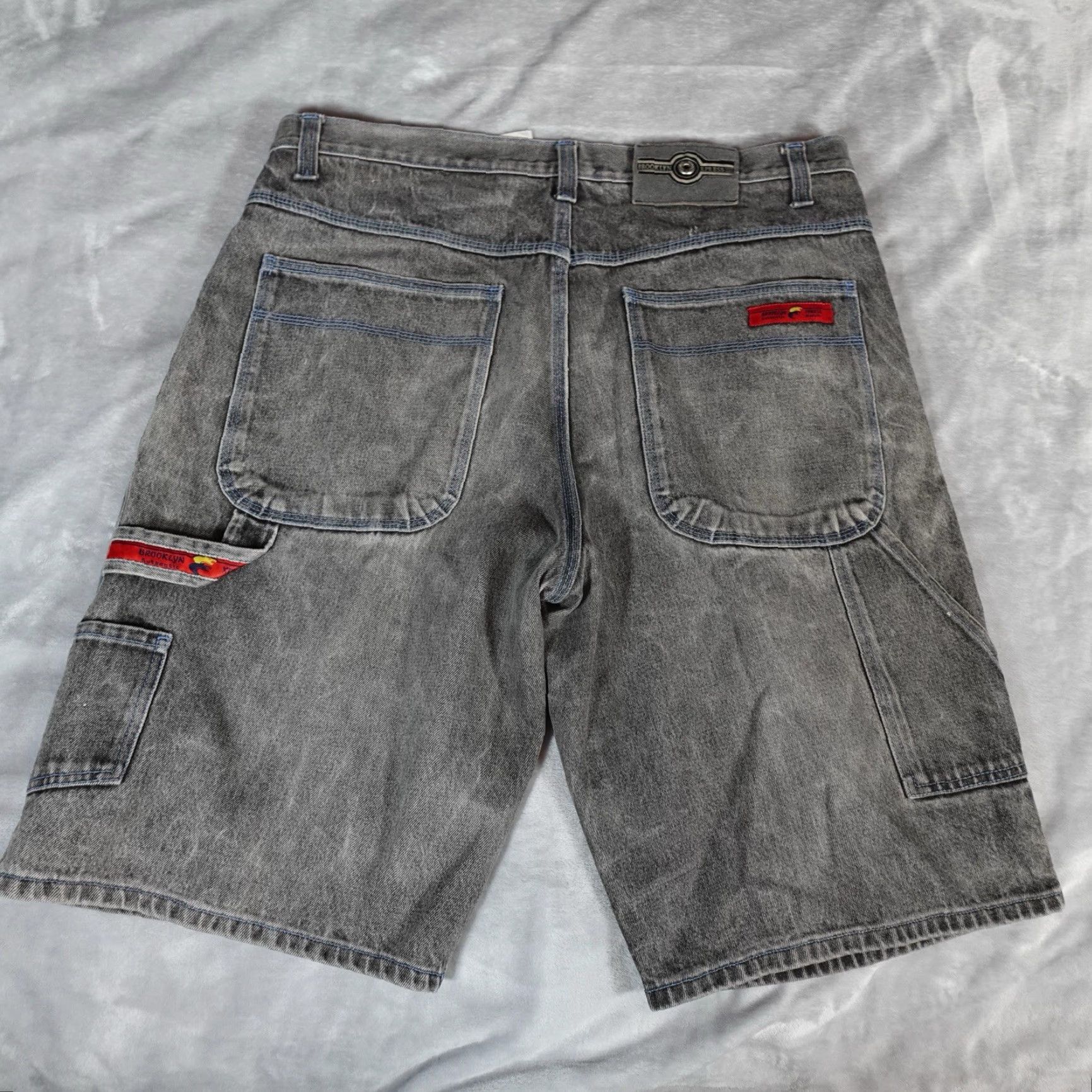 Express VINTAGE Brooklyn Xpress Denim Shorts Mens 40 Blue Faded Wash Bermuda Y2K Grunge Size US 40 / EU 56 - 2 Thumbnail