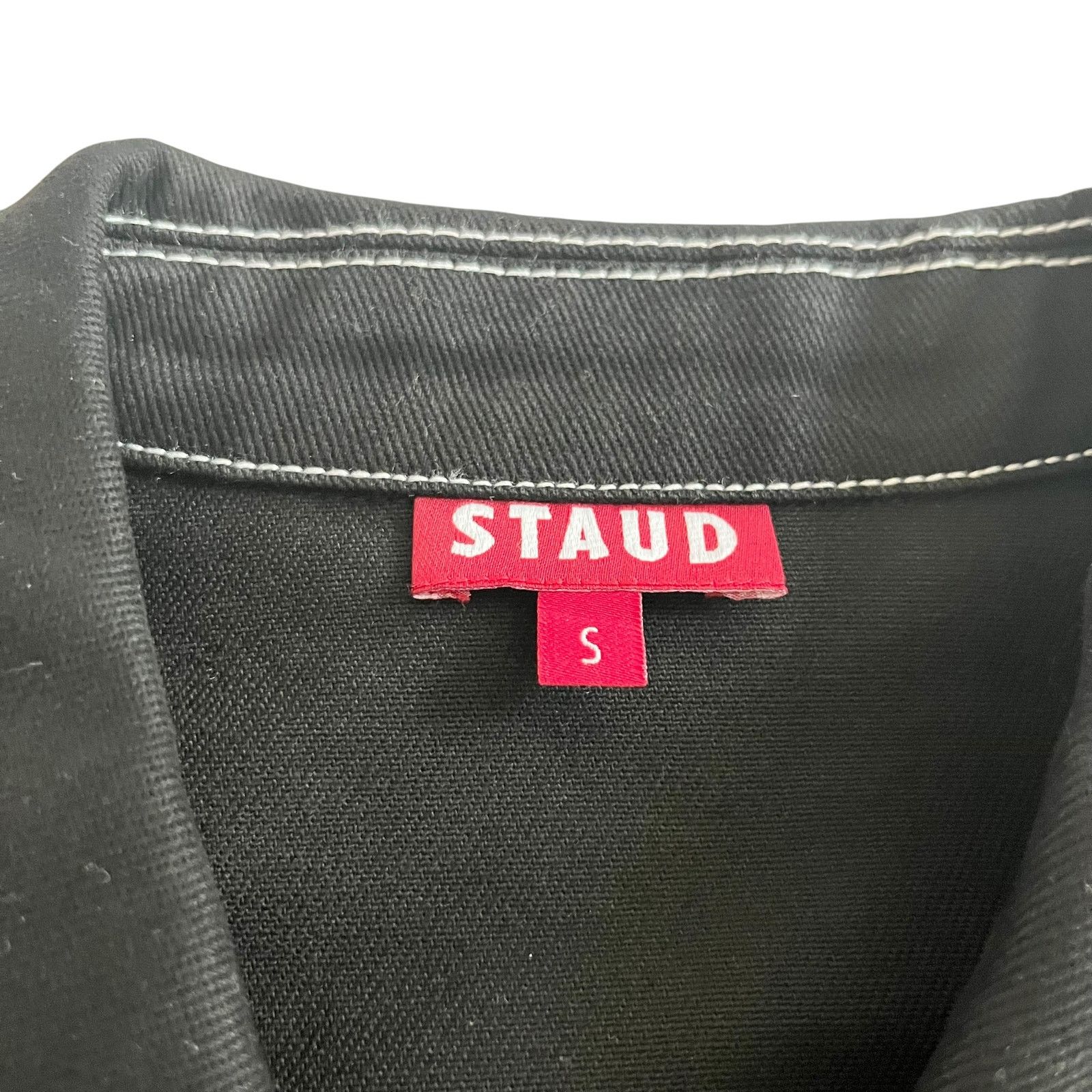 Staud STAUD Truckee Black Cropped Denim Trucker Jacket Size S / US 4 / IT 40 - 6 Thumbnail