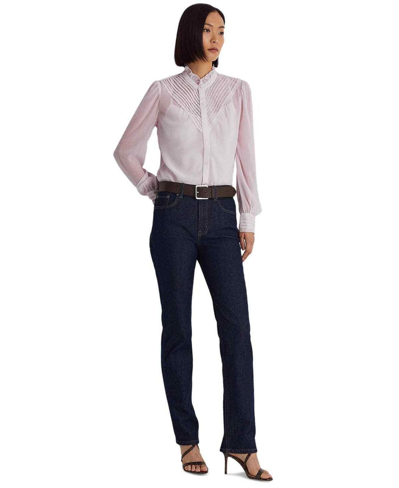 Lauren Ralph Lauren Lauren Ralph Lauren Women's Purple Crinkle Georgette Blouse Size M / US 6-8 / IT 42-44 - 4 Thumbnail