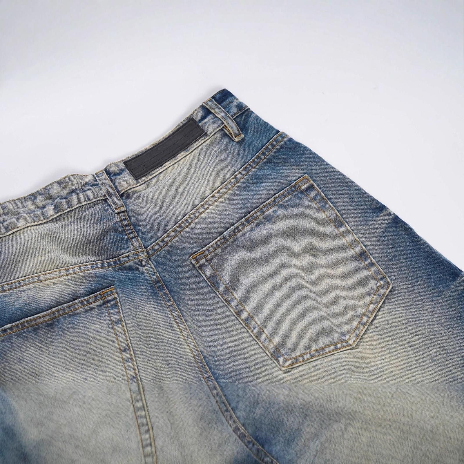 Japanese Brand Blue Distressed Wide Leg Denim Jeans, Graffiti Print Size US 30 / EU 46 - 4 Thumbnail