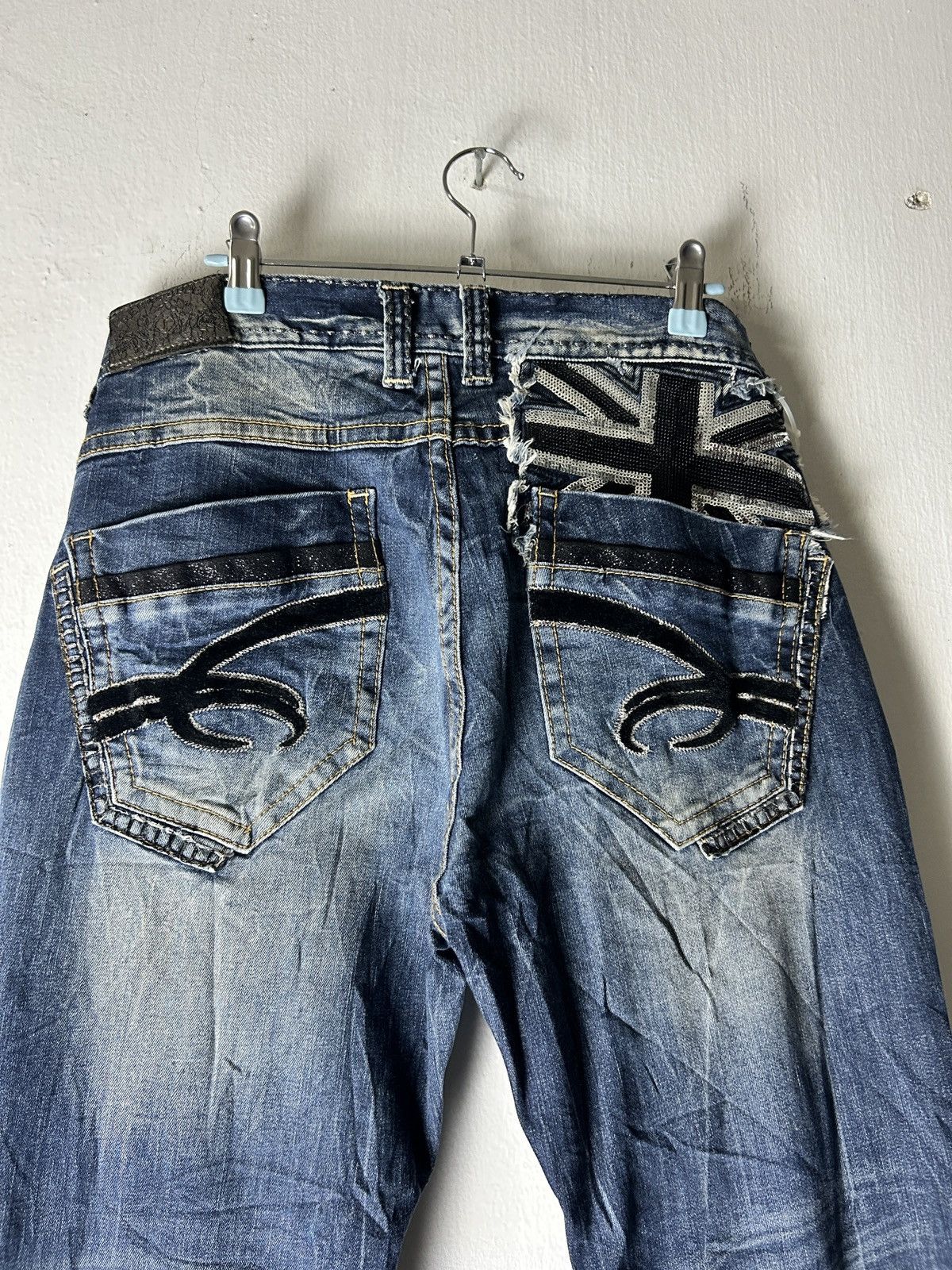 If Six Was Nine Red Pepper Union Jack Punk Flare Jeans Size US 36 / EU 52 - 2 Thumbnail
