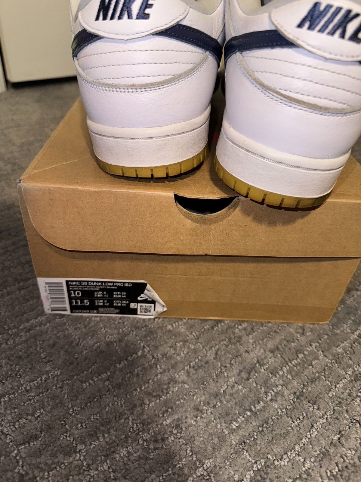 Nike Nike SB Dunk Low Orange Label (White Navy) Size US 10 / EU 43 - 7 Thumbnail