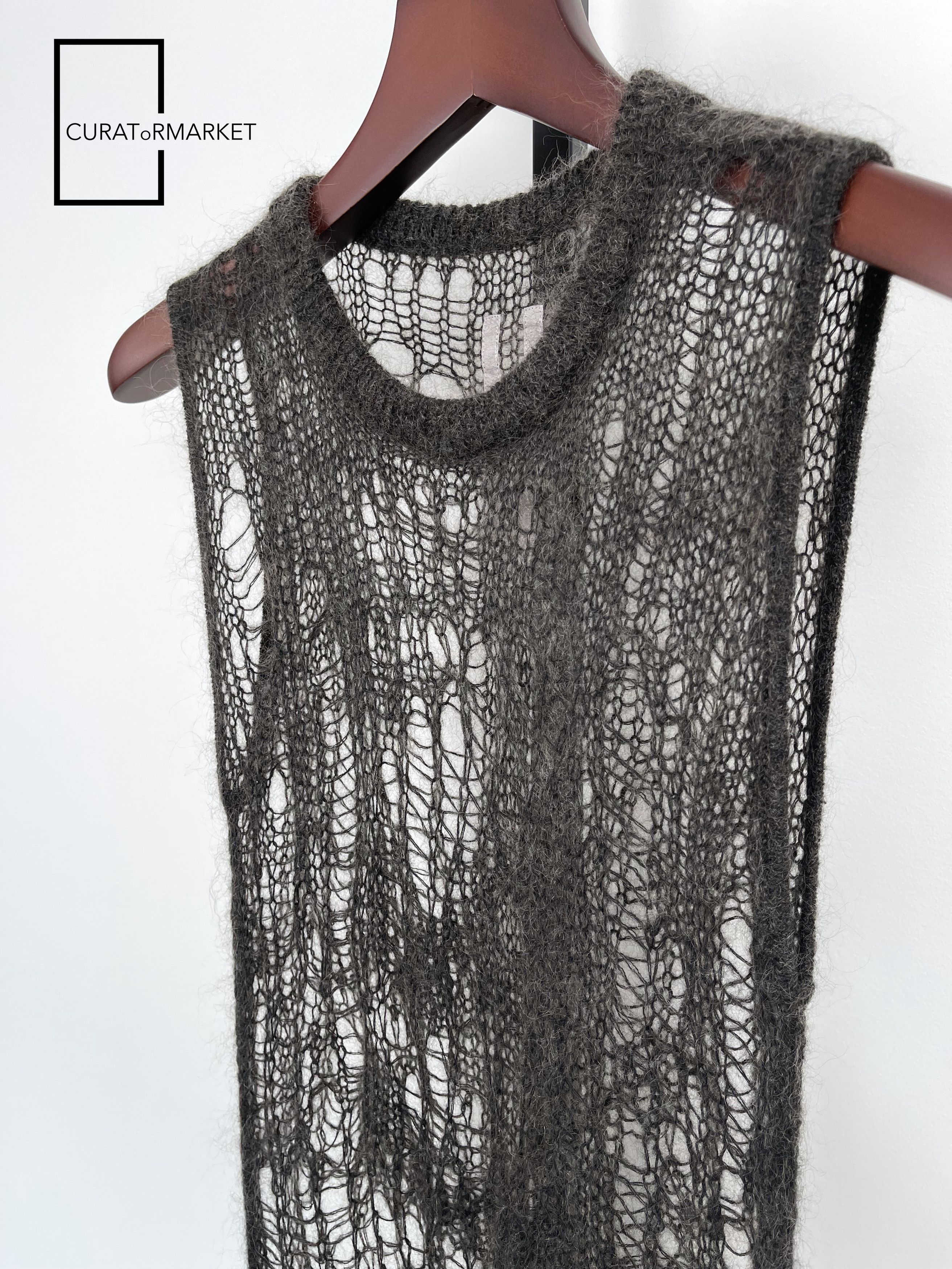 Rick Owens Wool Blend Dark Dust Hand Knit Spider Tank Top SS24 Lido Size US M / EU 48-50 / 2 - 10 Thumbnail