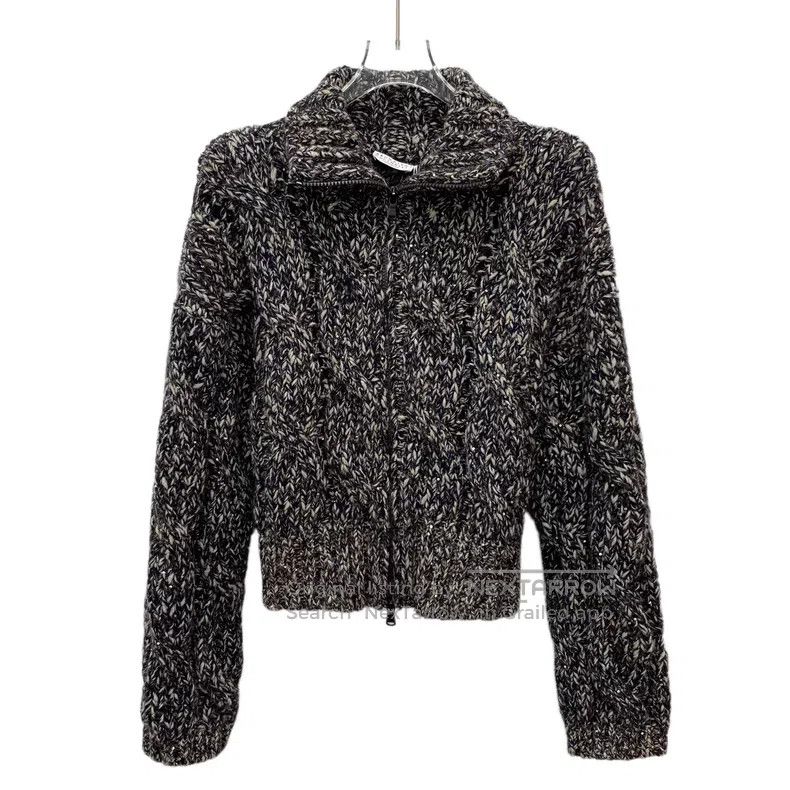 Brunello Cucinelli Brunello Cucinelli Caramel lamb wool collar zipper long-sl Size S / US 4 / IT 40 - 1 Thumbnail