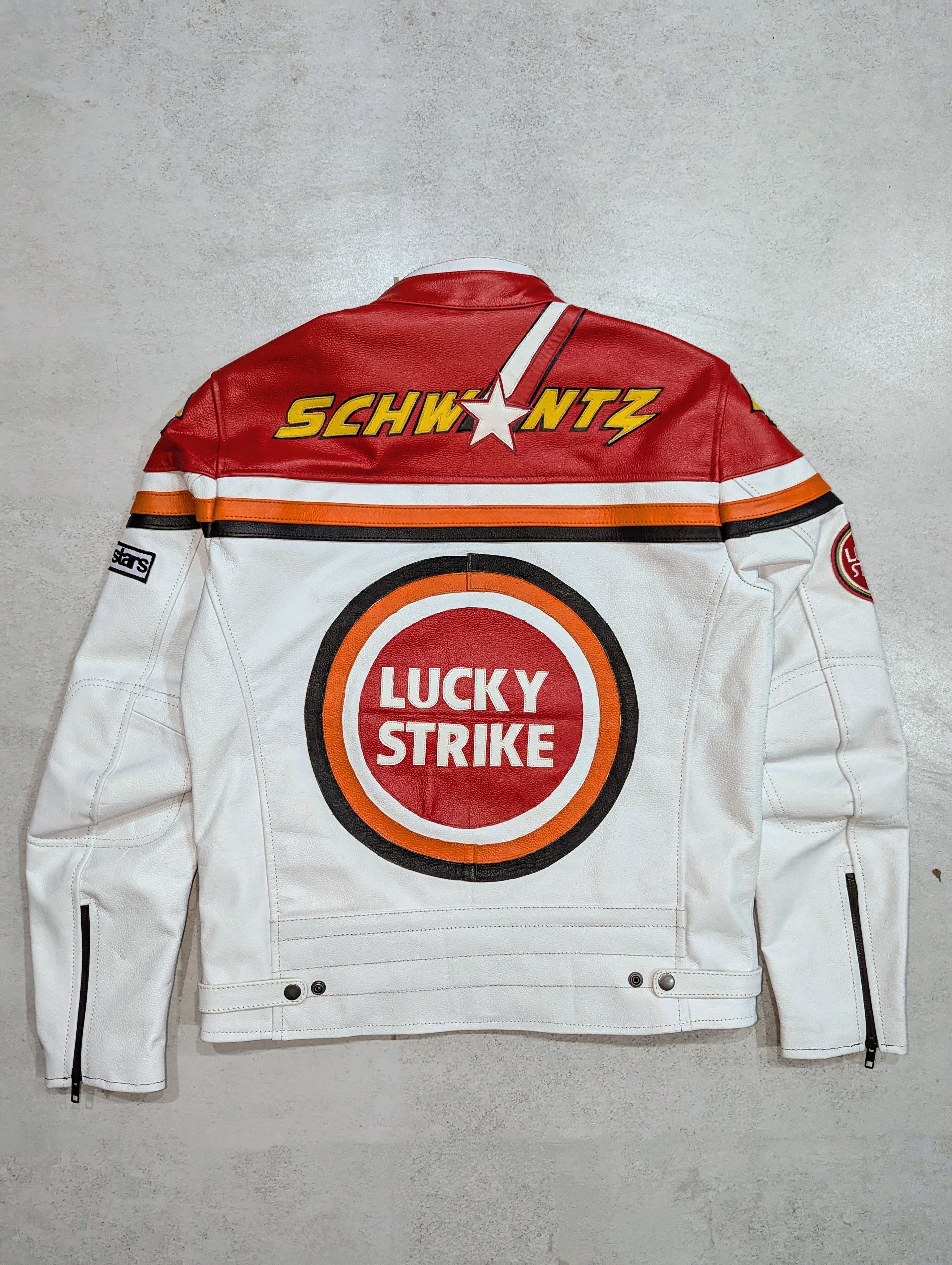 🔥 LUCKY STRIKE 🔥 RARE 90s LEATHER JACKET STREETWEAR