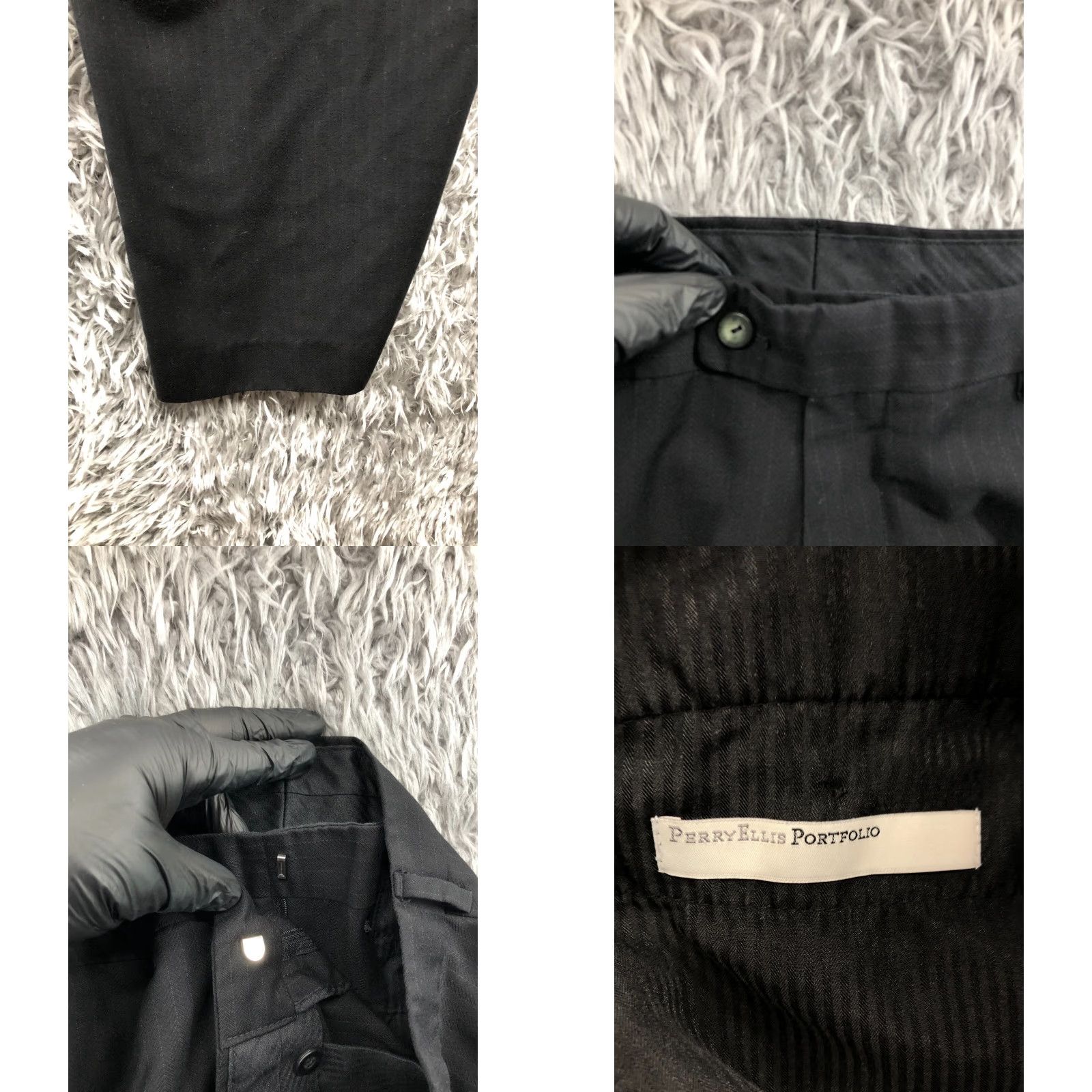 Perry Ellis Perry Ellis Portfolio Pants Mens 34x30 Black Pin Stripe Polyester Pleated Dress Pants Cuffed Regular Straight Leg Winter Fall Spring Season Mens Size US 34 / EU 50 - 8 Thumbnail
