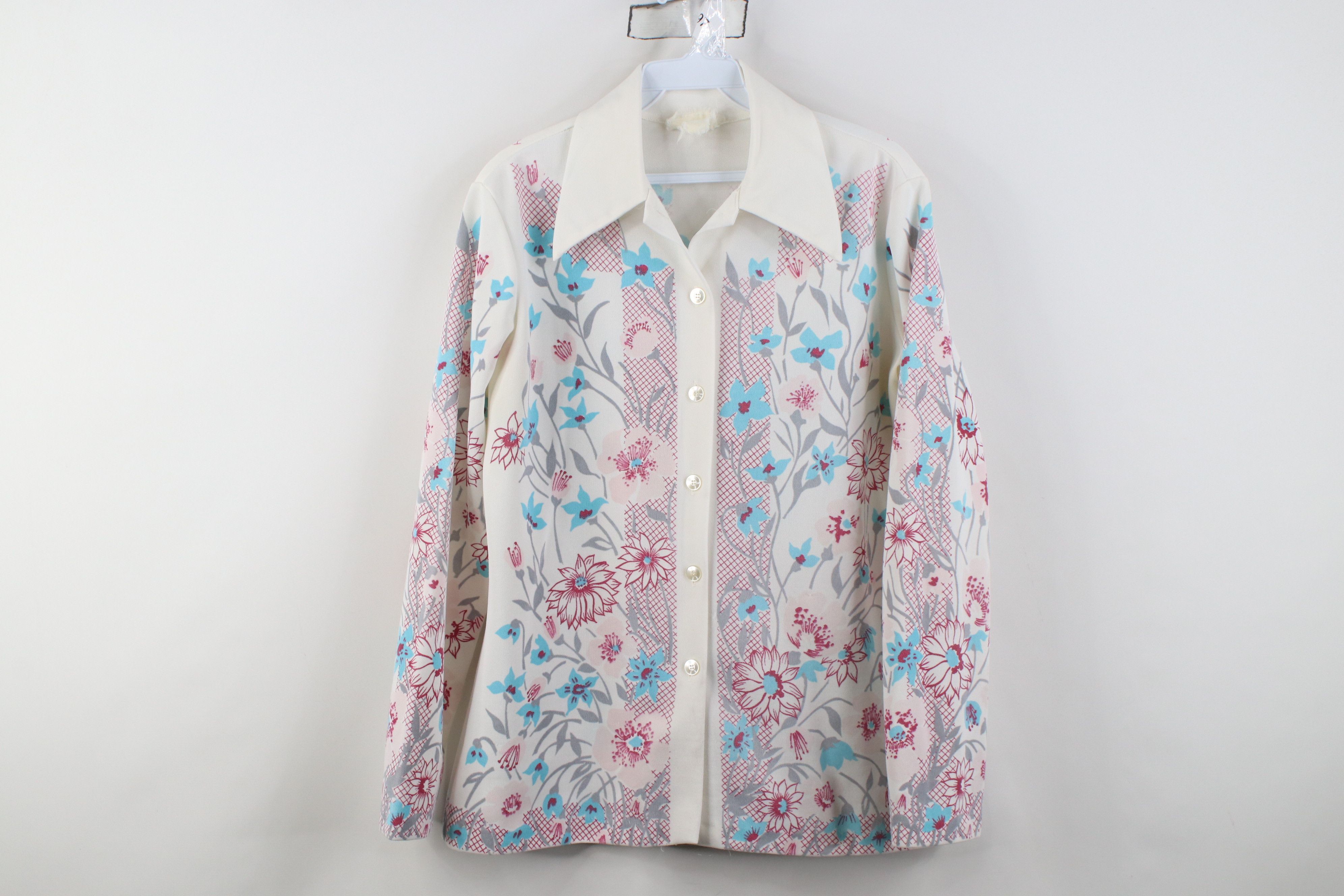 Vintage Vintage 60s 70s Mid Century Modern Collar Button Shirt Size L / US 10 / IT 46 - 1 Thumbnail