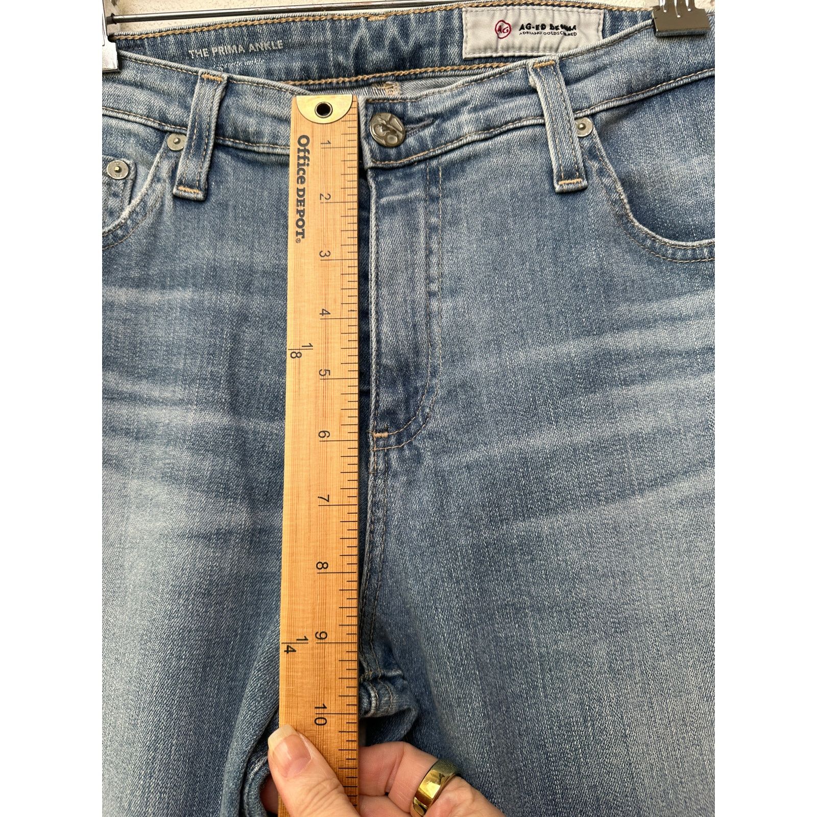 AG Adriano Goldschmied AG Prima Ankle Cigarette Jeans Muted Medium Wash Raw Hem 32R Size 32" / US 10 / IT 46 - 11 Thumbnail