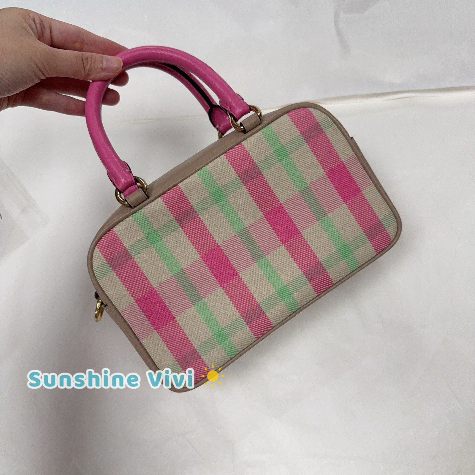 Coach NWT Bundle COACH Satchel Plaid Pink CBI90 & CBL88 ID Case Size ONE SIZE - 14 Thumbnail