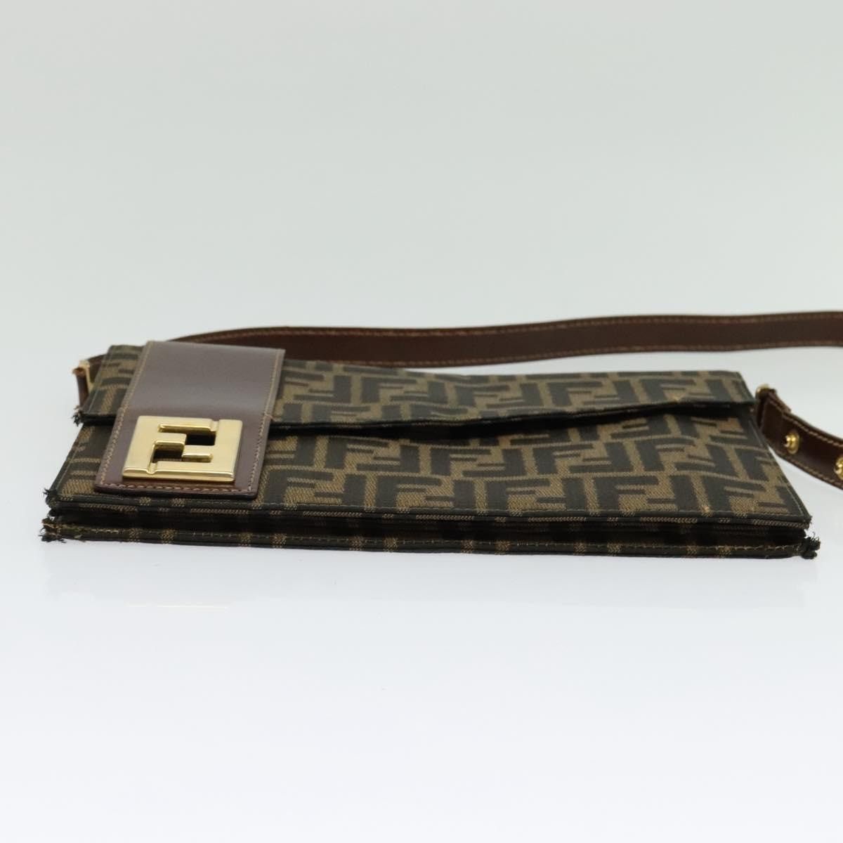 Fendi FENDI Zucca Canvas Shoulder Bag Black Brown Gold Size ONE SIZE - 9 Thumbnail