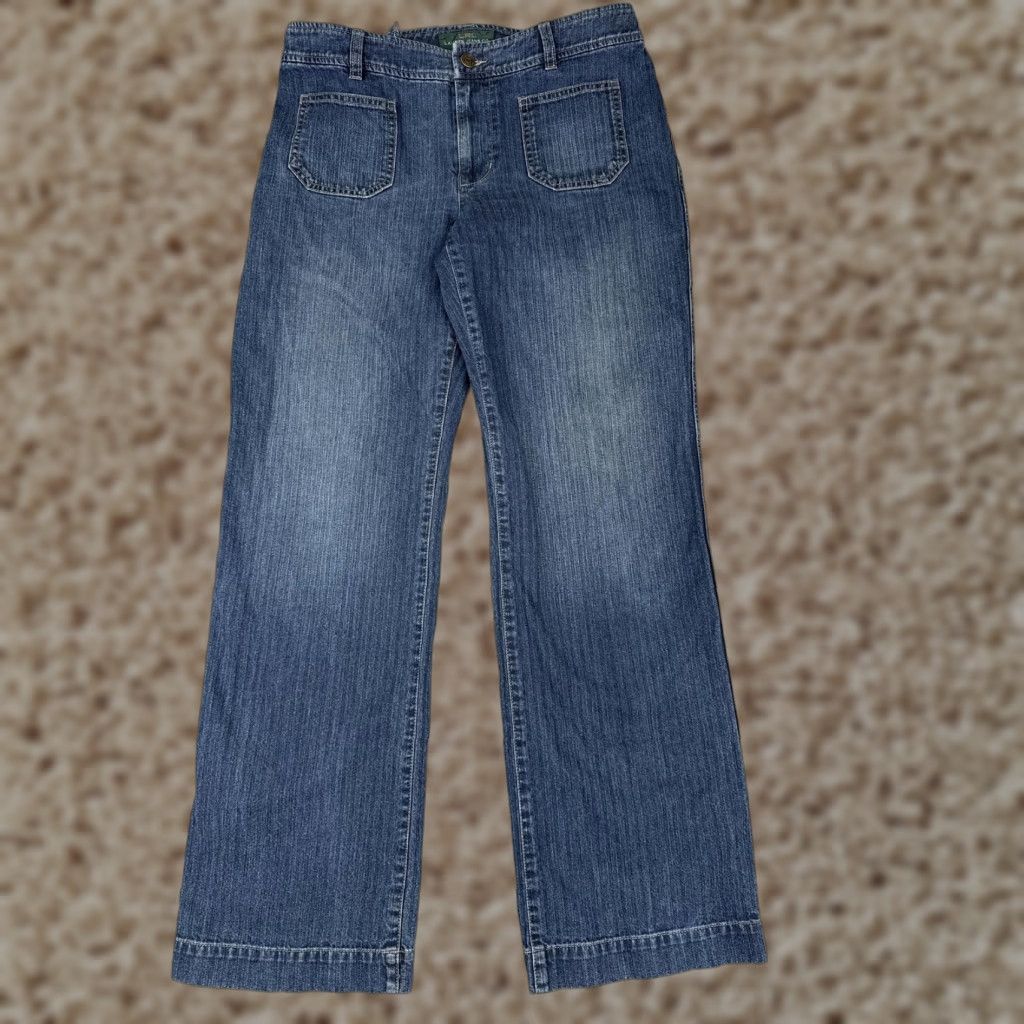 Ralph Lauren Ralph Lauren Jeans Co. Jeans - Women - 10 - Blue Denim - Straight Leg - Mid Rise - 31" Inseam - 5-Pocket - Medium Wash - 100% Cotton - Womens Size 32" / US 10 / IT 46 - 1 Thumbnail