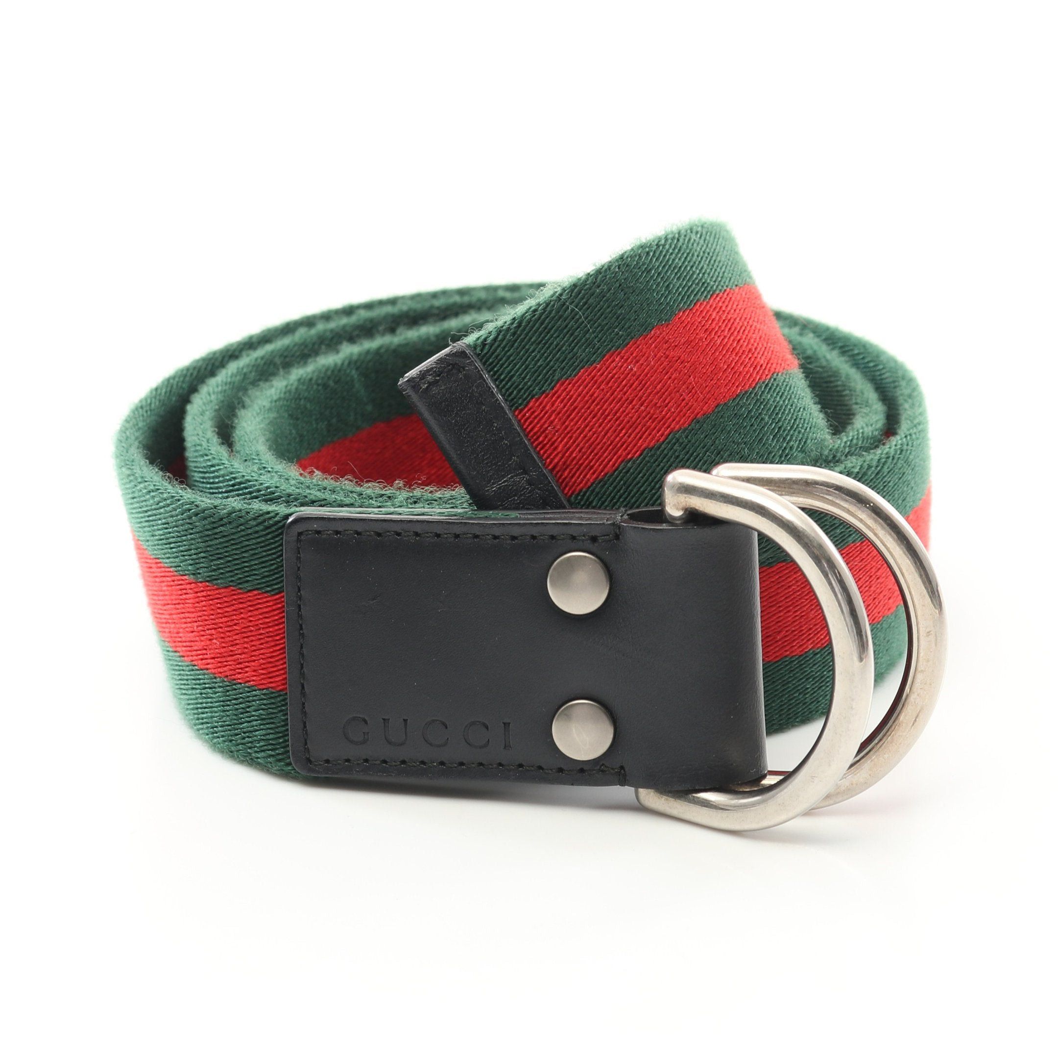 Gucci Gucci Sherry Line Belt Canvas Leather Green Red Black Size ONE SIZE - 1 Thumbnail