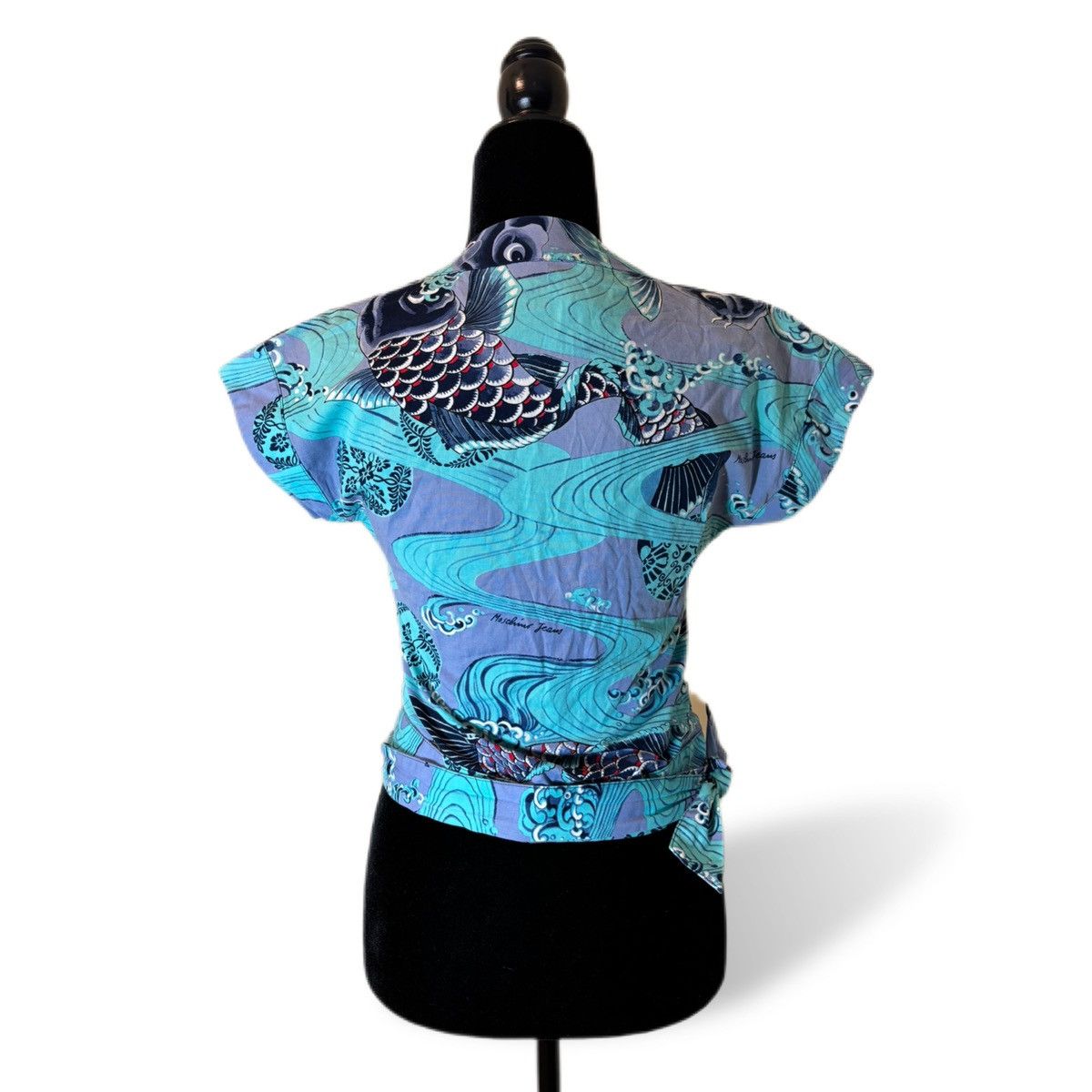 Moschino × Vintage Vintage Moschino Blue Koi Fish Kimono Wrap Top Size S / US 4 / IT 40 - 2 Thumbnail