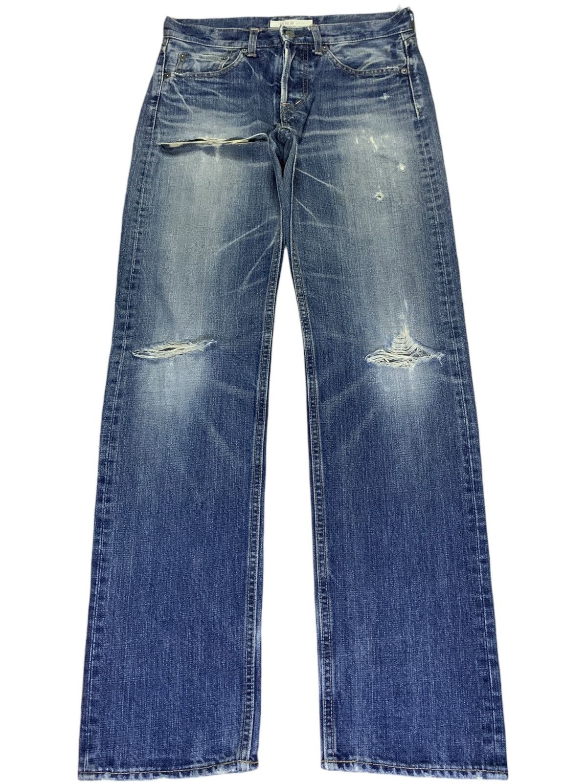 Japanese Brand SALES🔥Vintage Japanese Brand Faded Wash Distressed Jeans Size US 30 / EU 46 - 1 Thumbnail
