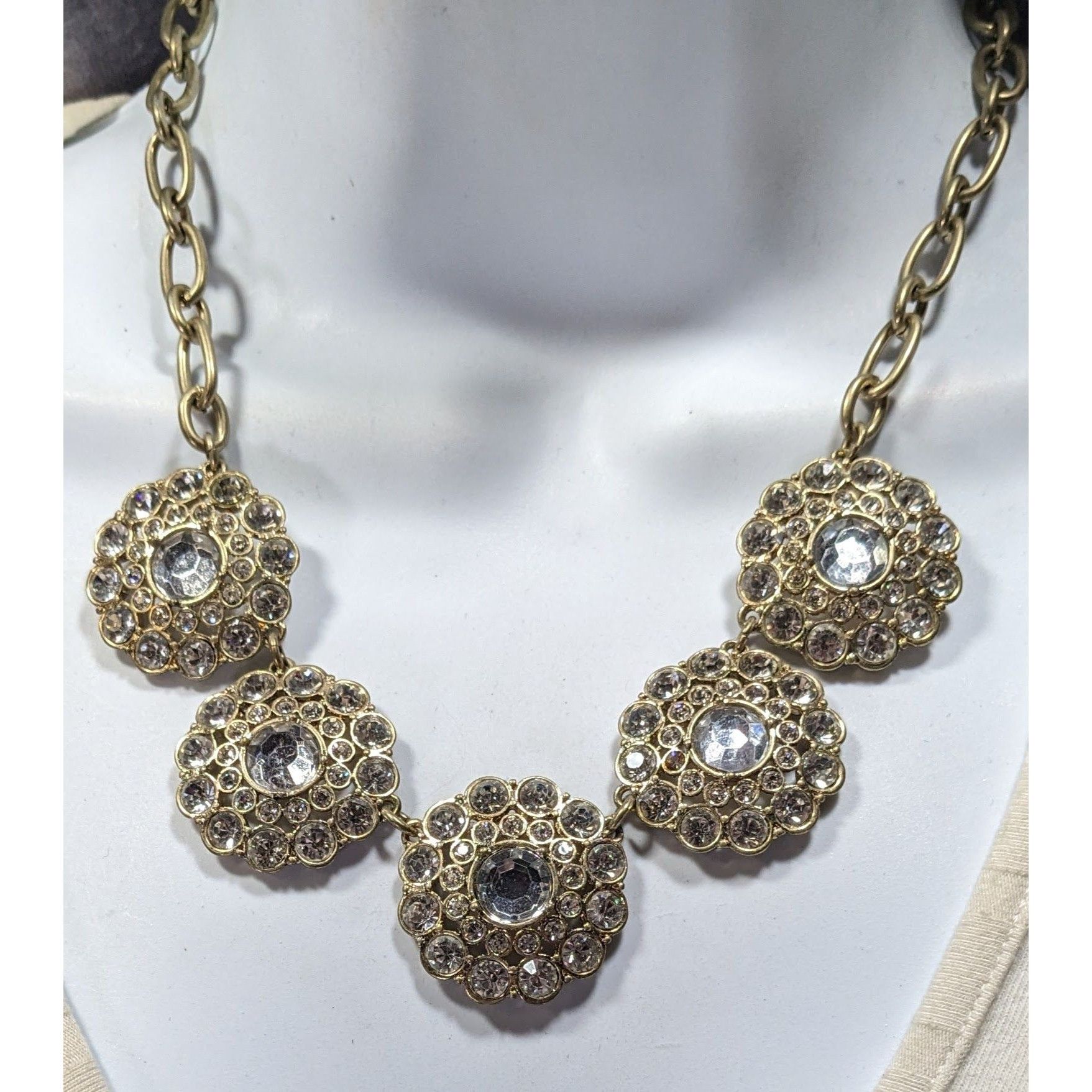 J.Crew J.Crew Preppy Glam Rhinestone Medallion Necklace Size ONE SIZE - 4 Thumbnail