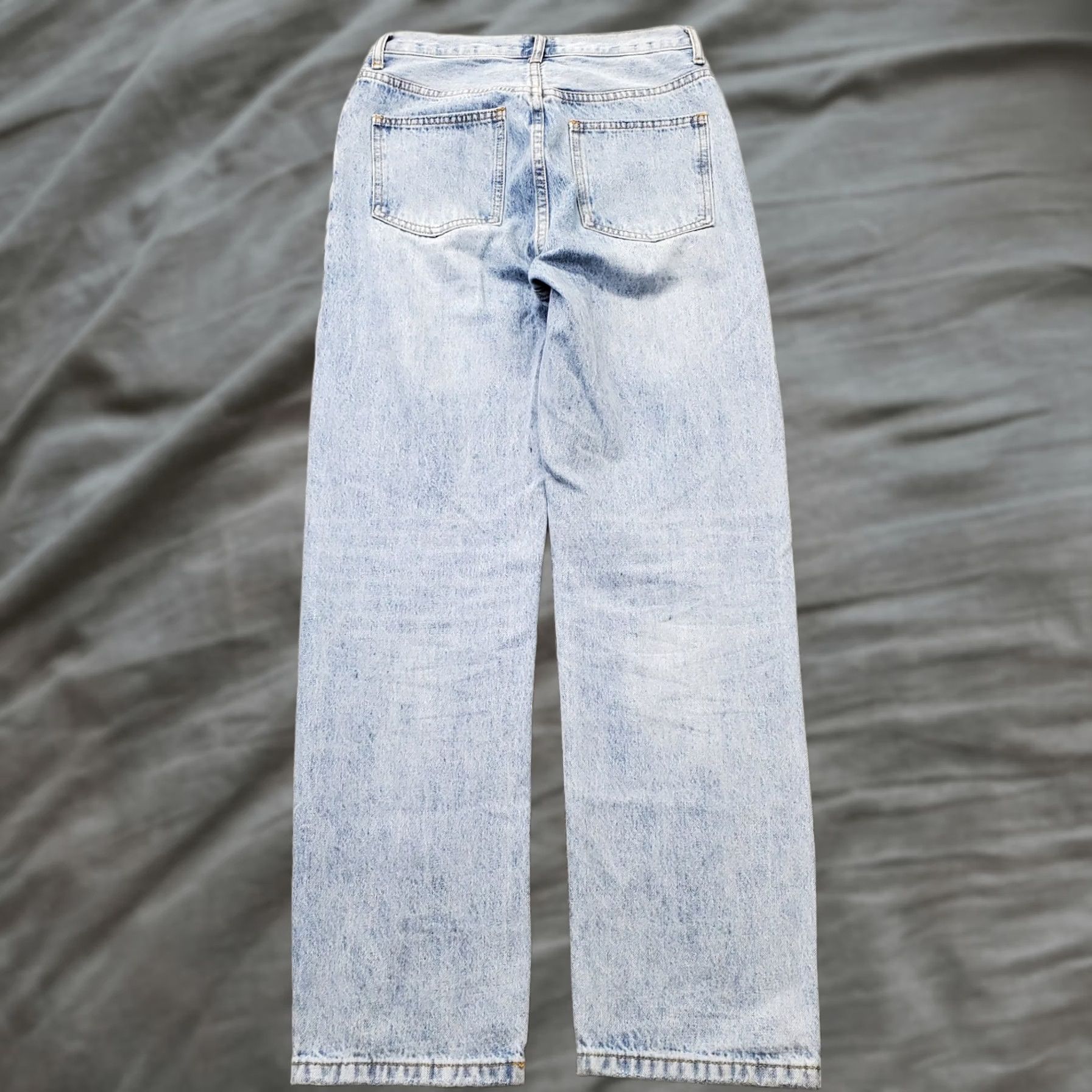 PRINCESS POLLY Princess Polly XX Asymmetric Jeans Womens 2 Blue Denim Straight Leg Button Fly Jeans Womens Size 2 Blue Denim 5-Pocket Design Regular Fit Mens? Womens Size 26" / US 2 / IT 38 - 1 Thumbnail