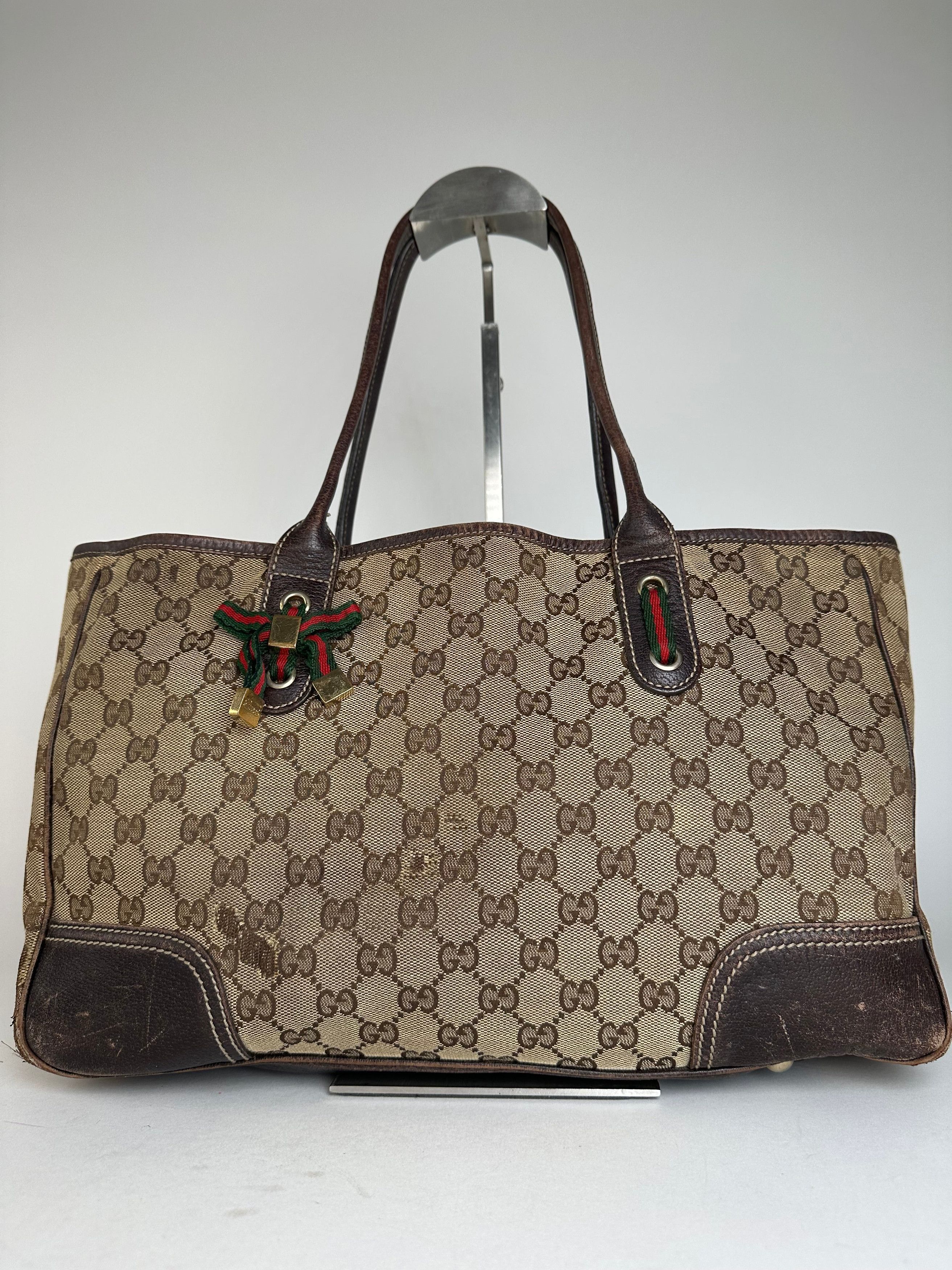 Gucci Vintage Monogram Handbag Beige Brown Size ONE SIZE - 1 Thumbnail
