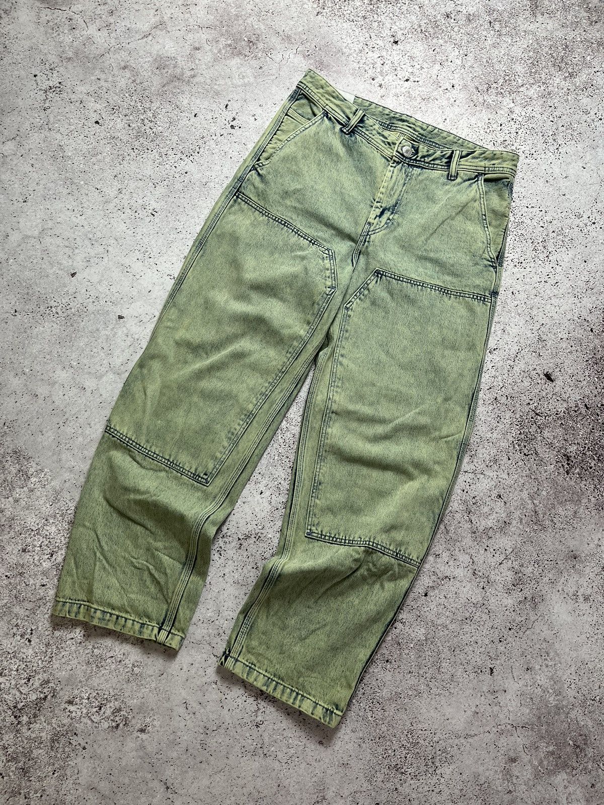 image of Vintage Double Knee Jeans Distressed Jeans in Light Blue Jeans, Men's (Size 32)