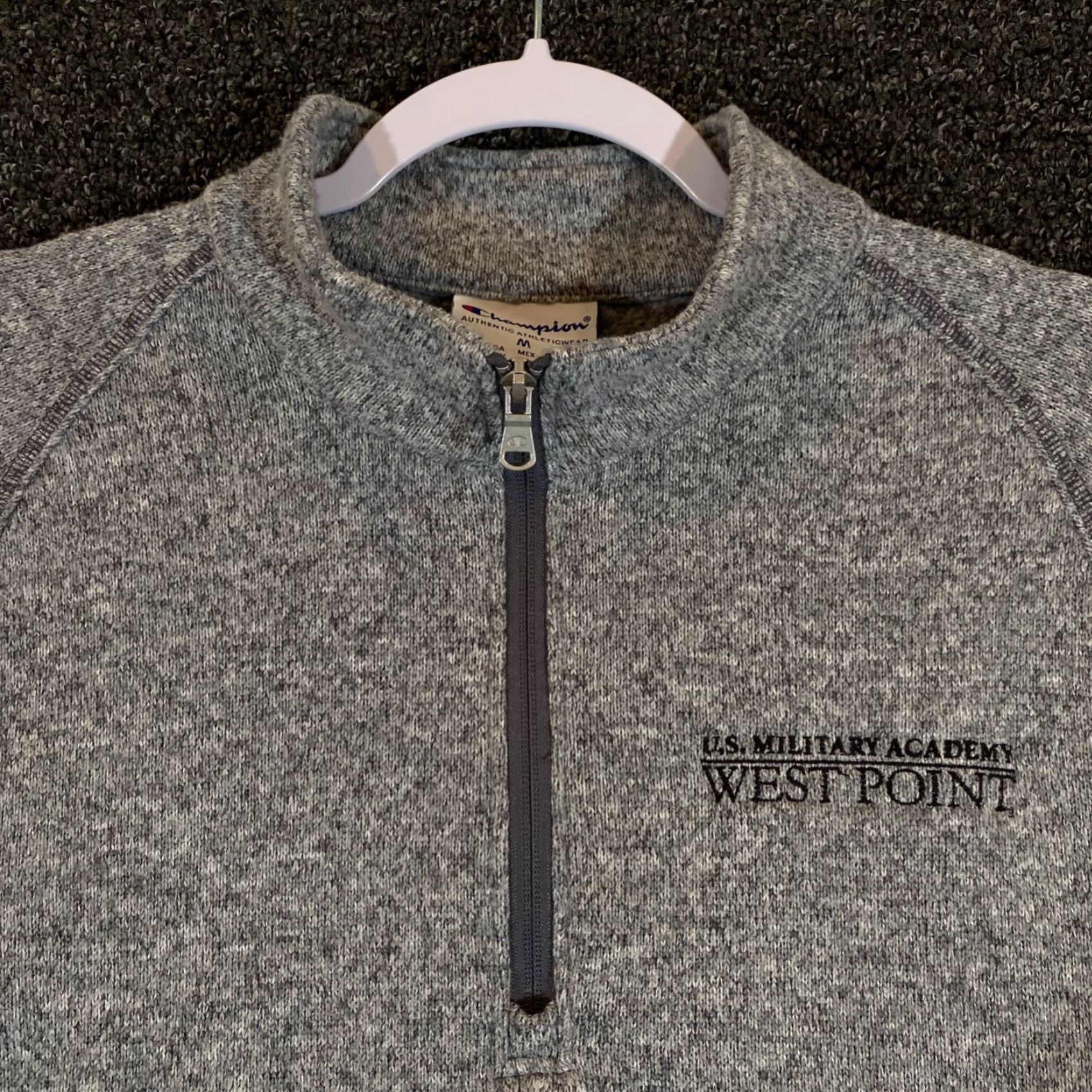 Champion Champion Jacket Men West Point Military Academy Gray M Quarter Zip Pullover Size US M / EU 48-50 / 2 - 2 Thumbnail