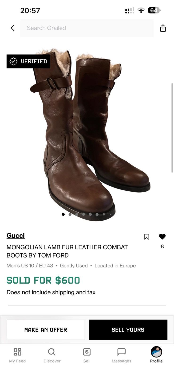 Gucci GUCCI Combat Boots Mongolian Leather Shearling Fur Shoes Size US 9 / EU 42 - 22 Thumbnail