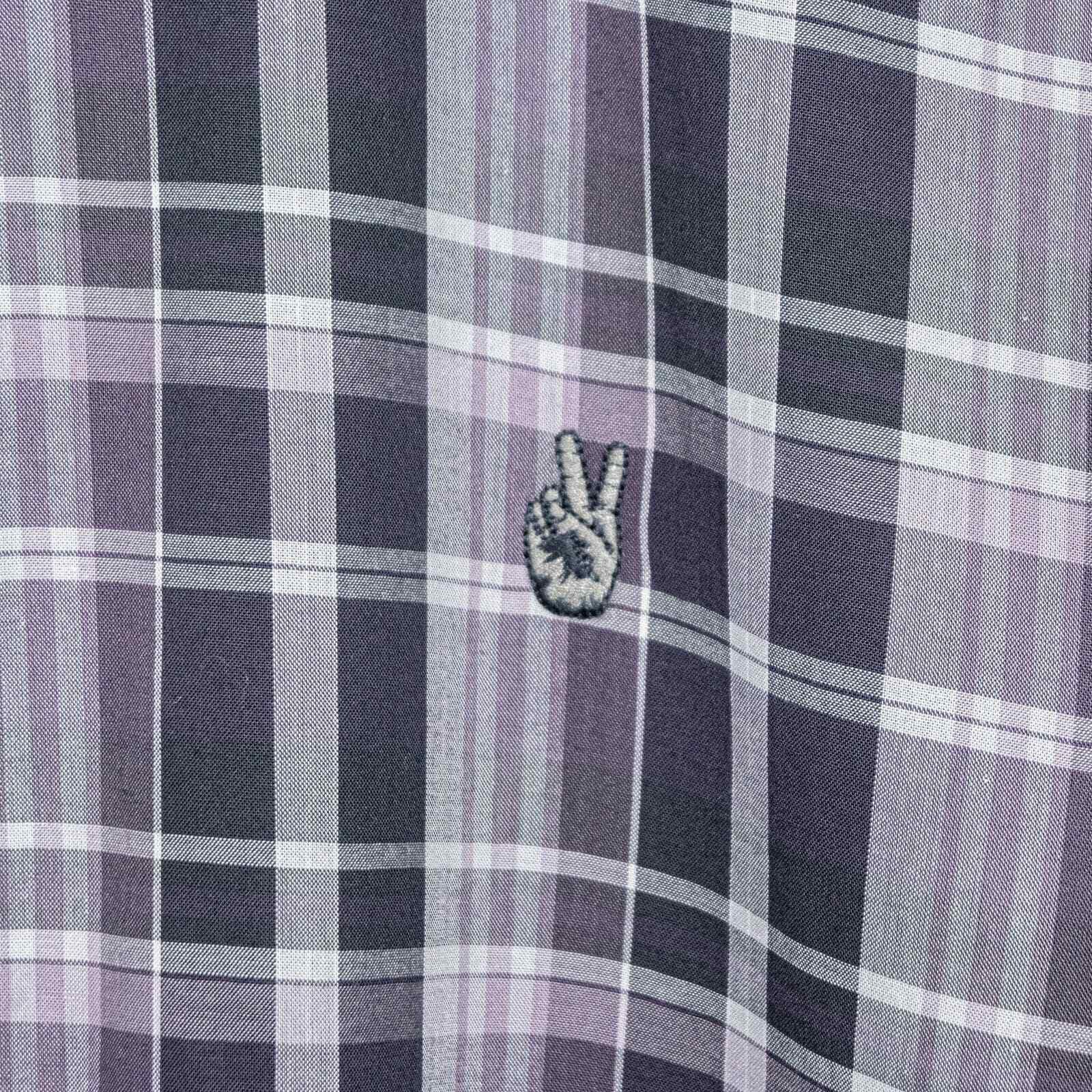 John Varvatos John Varvatos Peace Logo Button down Shirt Purple Gray Plaid Size US M / EU 48-50 / 2 - 6 Thumbnail