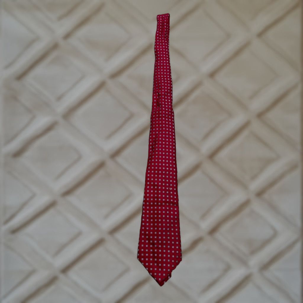 Roundtree & Yorke VINTAGE Roundtree & Yorke Tie Mens OS Red Blue Silk Classic Necktie Work Business Designable Adjustable Geometric Short Width Classic Pattern Mens Size ONE SIZE - 1 Thumbnail