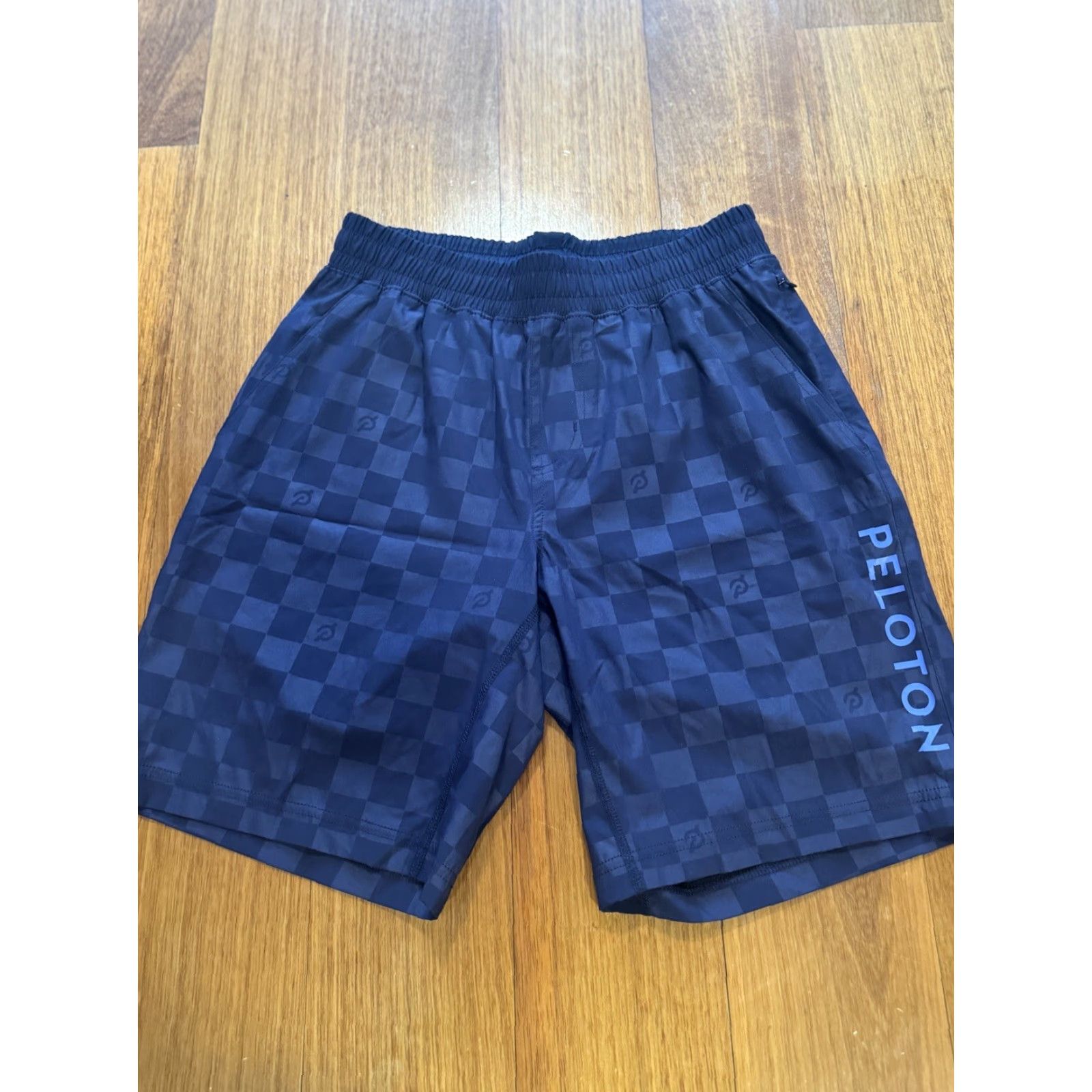 Rhone Rhone Peloton Shorts Mens S Navy Checkered Print Unlined Gym Training Breathable Moisture Wicking Pockets Elastic Waist Athletic Inseam 9" Size US 29 - 2 Thumbnail
