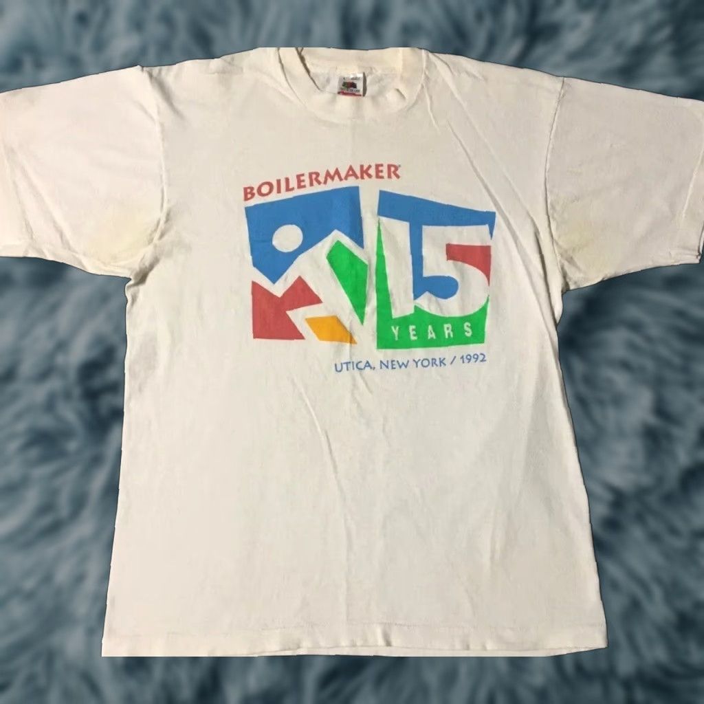 Vintage Vtg 90s Boilermaker Utica NY Faded Distress Marathon Shirt M Track Grunge PE 80s Shirt Men's White USA 90s Grunge Marathon Track N.Y. Size US M / EU 48-50 / 2 - 1 Thumbnail