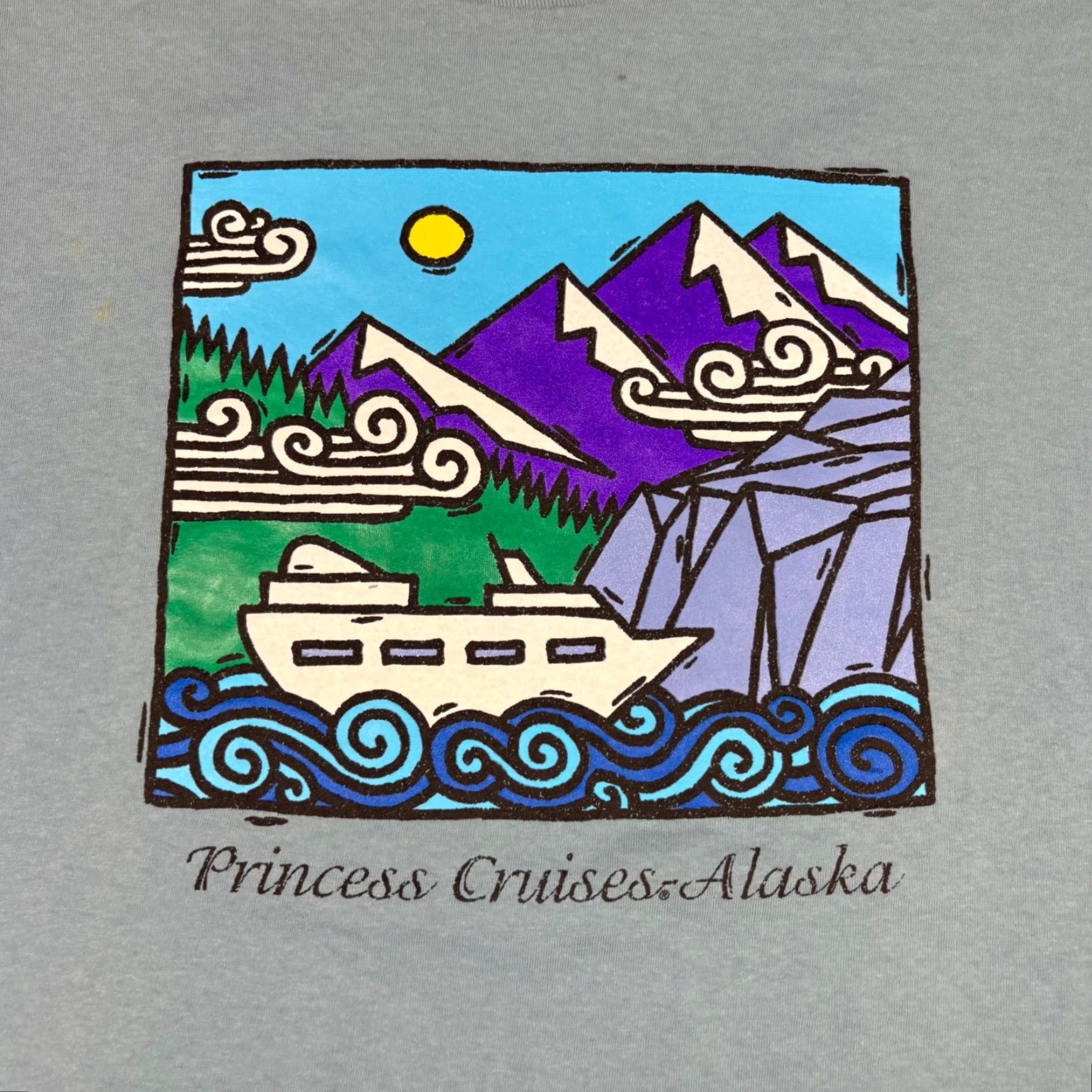 Altea VINTAGE HRLA Princess Cruises Alaska T-Shirt XL Teal Graphic Tee Blue Crew Neck Short Sleeve Men Size US XL / EU 56 / 4 - 6 Thumbnail