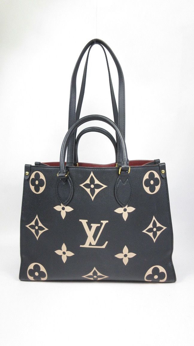 image of Louis Vuitton Onthego Bicolor Mm Empreinte Leather Beige Black, Women's