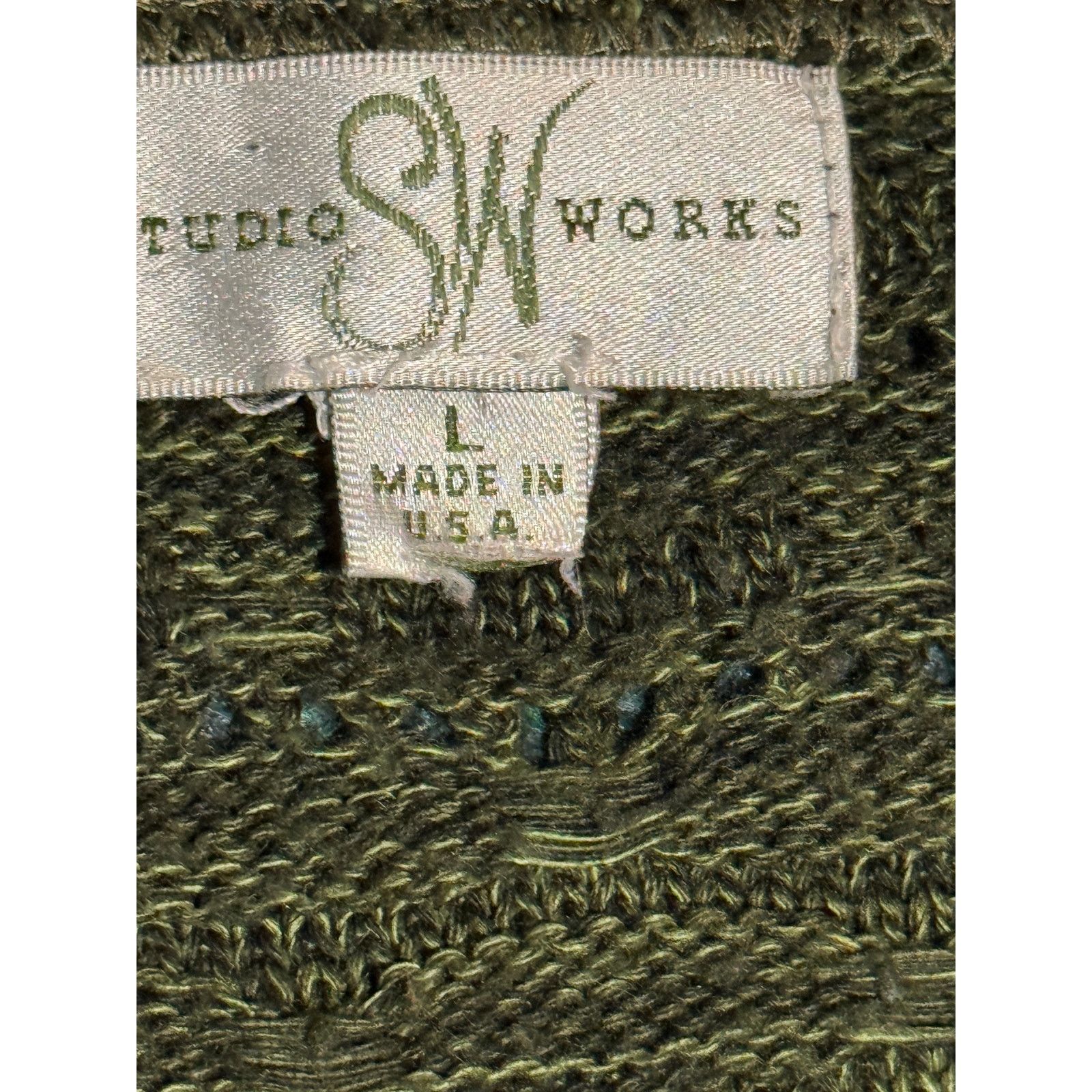 Other Studio Works Womens 2X Green Open Knit Cardigan Size L / US 10 / IT 46 - 5 Thumbnail
