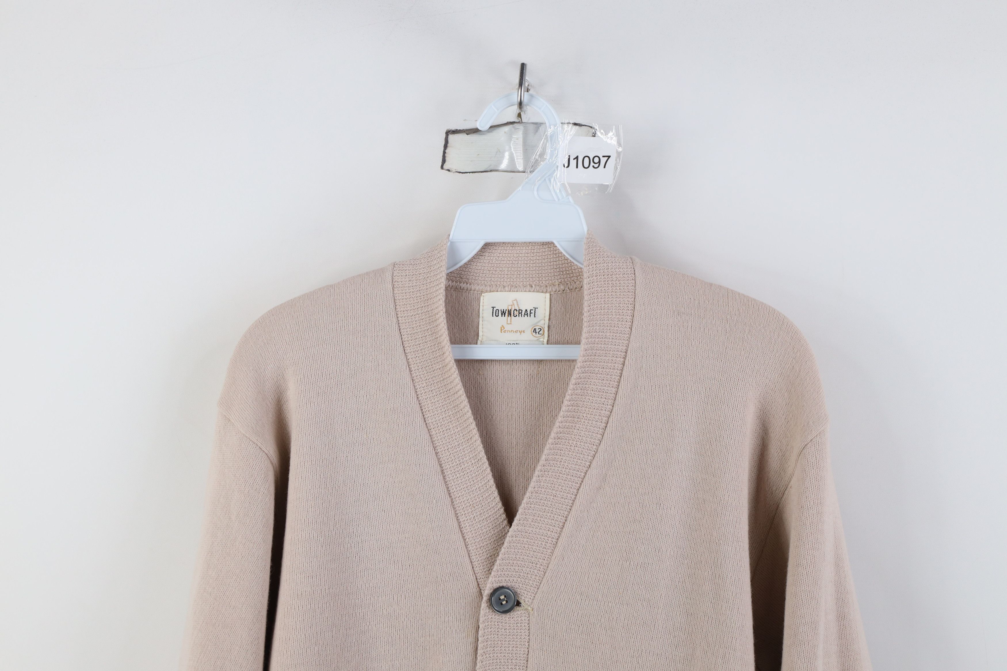 Vintage Vintage 50s Penneys Knit Button Cardigan Sweater Taupe USA Size US XXL / EU 58 / 5 - 2 Thumbnail