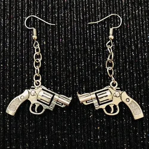 Handmade Iconic drop dangle earrings with short gun pendants Size ONE SIZE - 2 Thumbnail