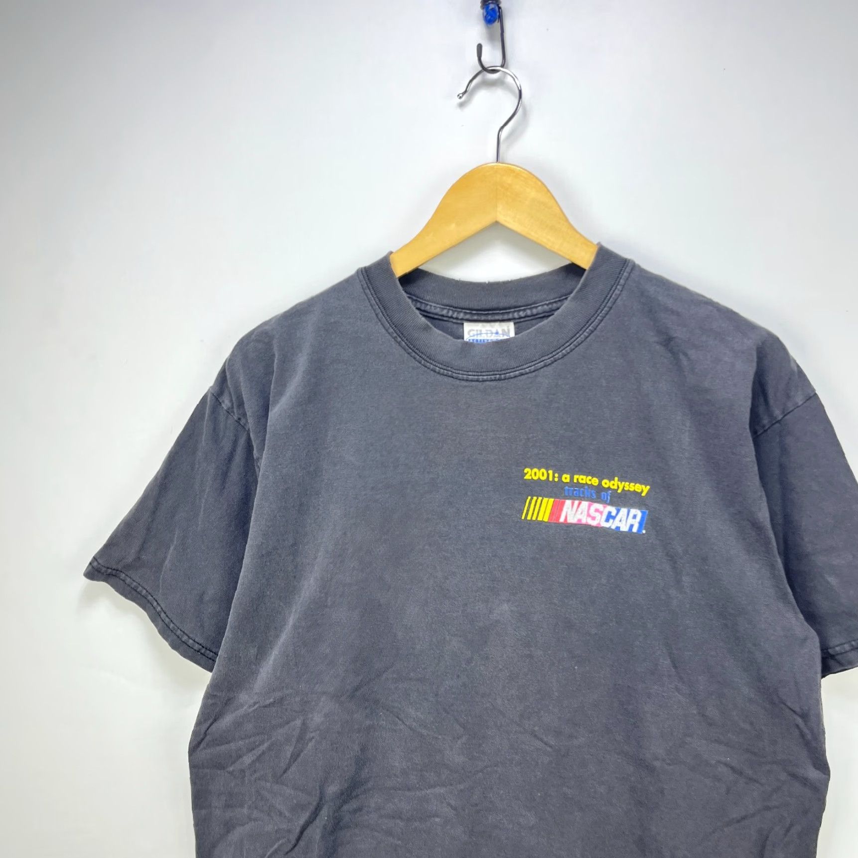 NASCAR VINTAGE NASCAR Race Odyssey Sun Faded Racing T-Shirt Large Black Men T-Shirt 90s Mens Size US L / EU 52-54 / 3 - 3 Thumbnail