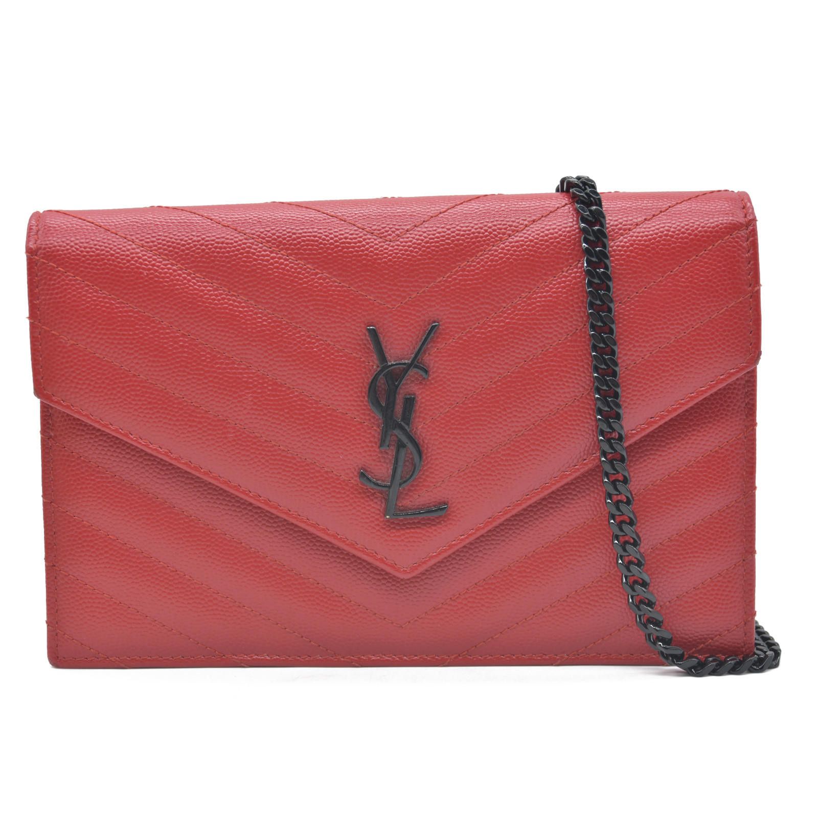 Saint Laurent Paris Saint Laurent Grain De Poudre Matelasse Chevron Monogram Size ONE SIZE - 1 Thumbnail