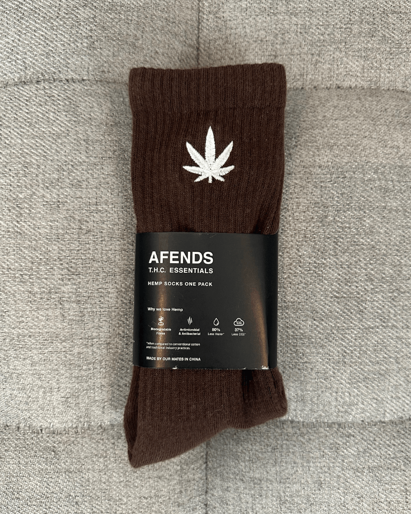 Afends BNWT Afends - Happy Hemp Weed Crew Socks / Coffee Brown Size ONE SIZE - 4 Thumbnail
