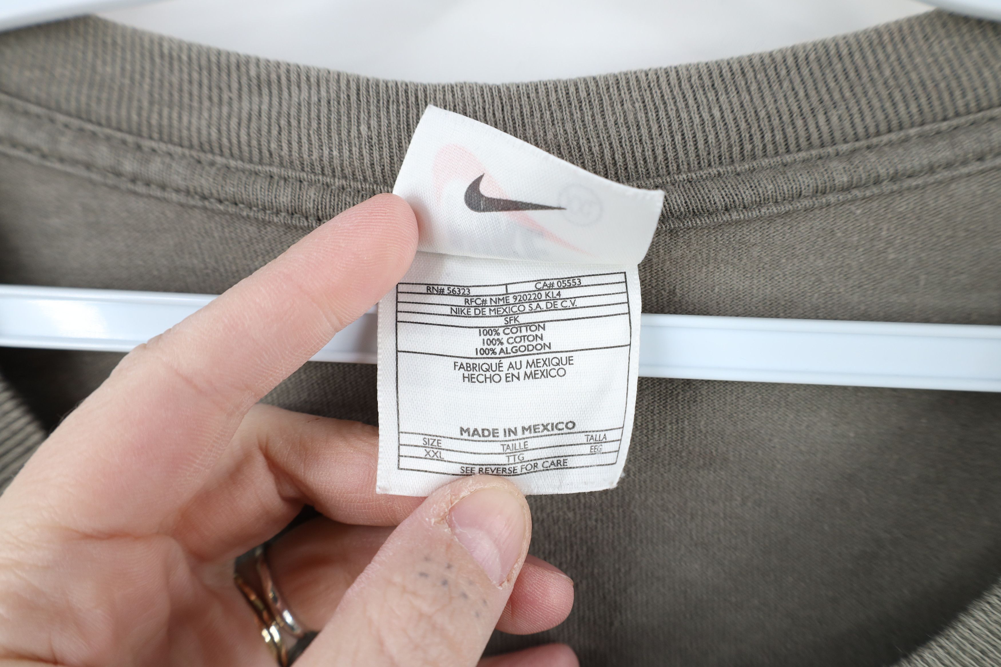Nike × Vintage Vintage 90s Nike Athletics Center Swoosh Long Sleeve T-Shirt Size US XXL / EU 58 / 5 - 9 Thumbnail