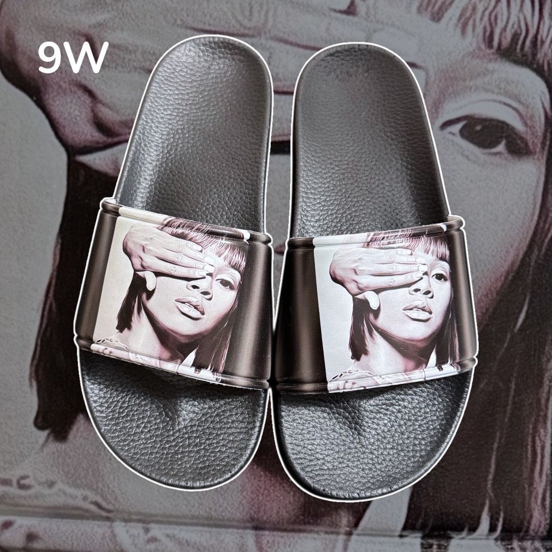 Other •NEW• Black female Graphic Slide/Sandals – Size EU 41 (9W) Size US 9 / IT 39 - 1 Thumbnail