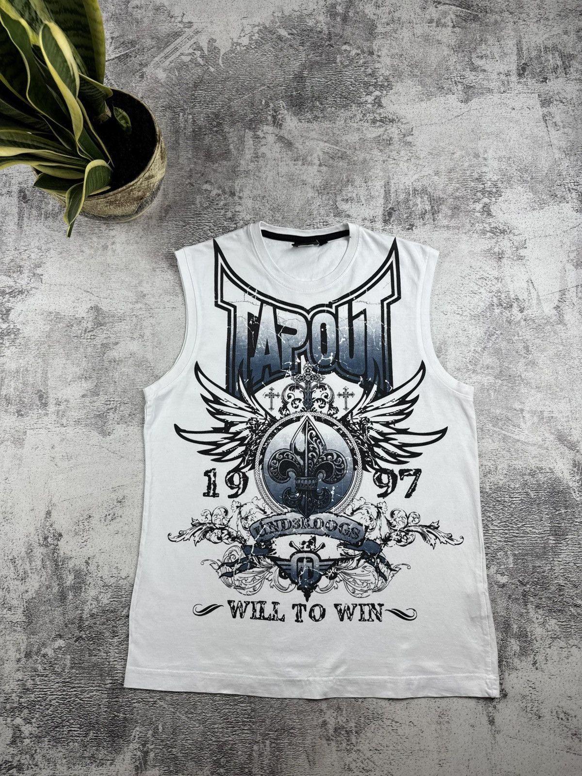 Rap Tees Vintage TAPOUT Crazy Y2K Rap Hip Hop Sleeveless White UFC Top T Shirt Jersey Tee Size US M / EU 48-50 / 2 - 4 Thumbnail