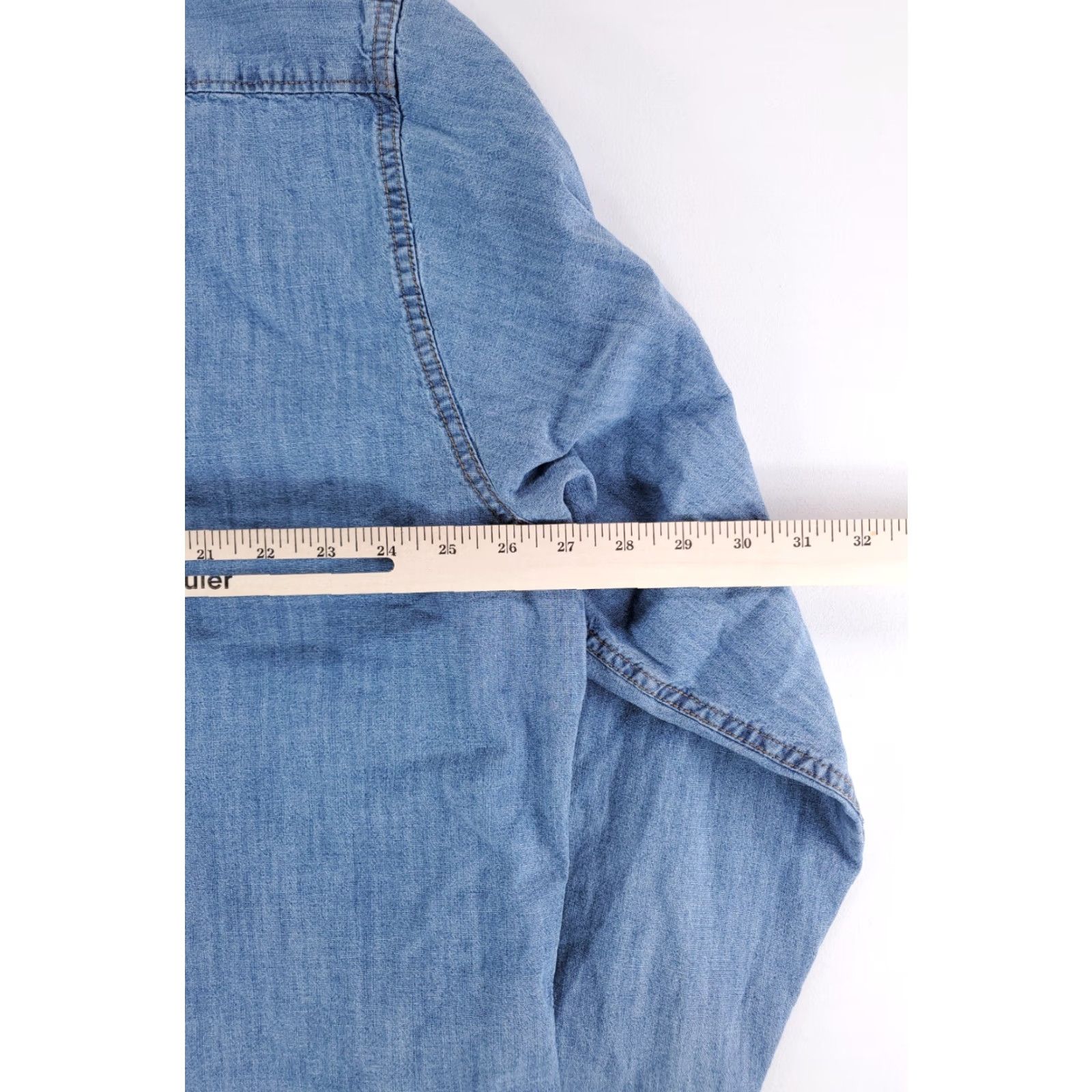 Wrangler Wrangler Denim Chambray Pearl Snap Shirt Western Blue Long Sleeve Mens 3XL Size US XXL / EU 58 / 5 - 7 Thumbnail