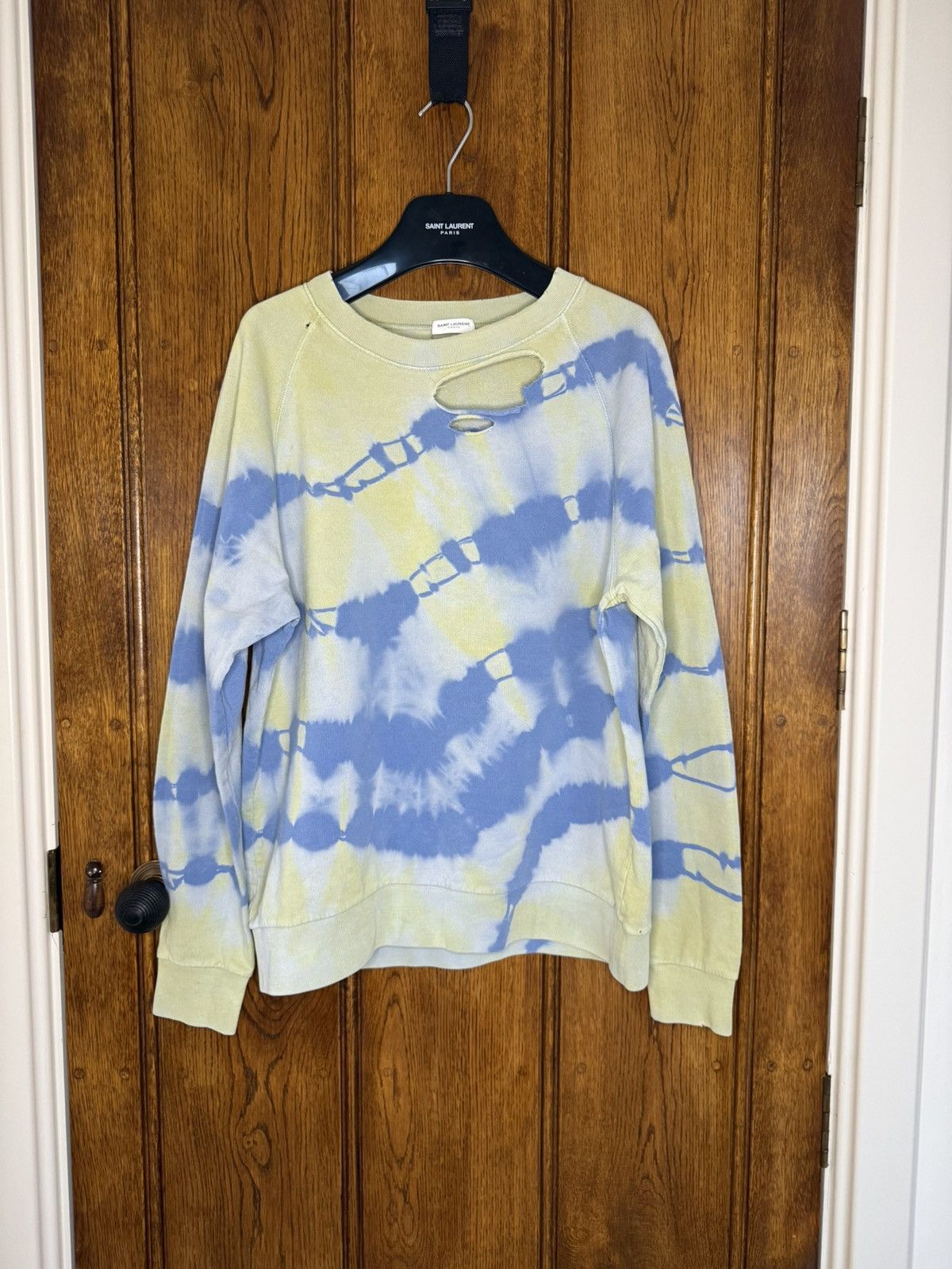 Saint Laurent Paris SS16 Saint Laurent tie dye thrashed sweater crew Hedi grail Size US L / EU 52-54 / 3 - 2 Thumbnail