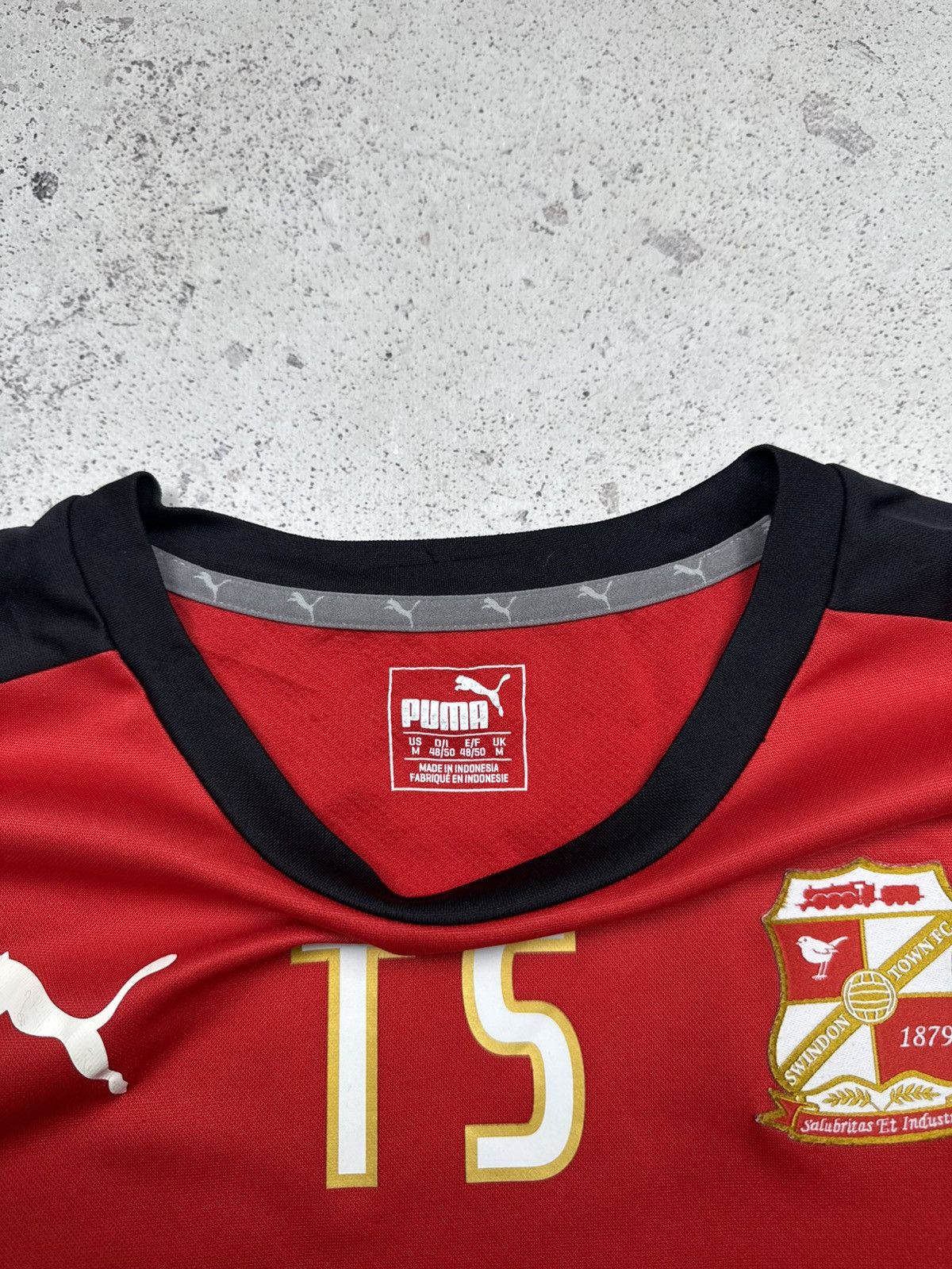 Puma #15 Swindon Town FC Jersey Football Soccer Shirt Red Puma Size US M / EU 48-50 / 2 - 7 Thumbnail