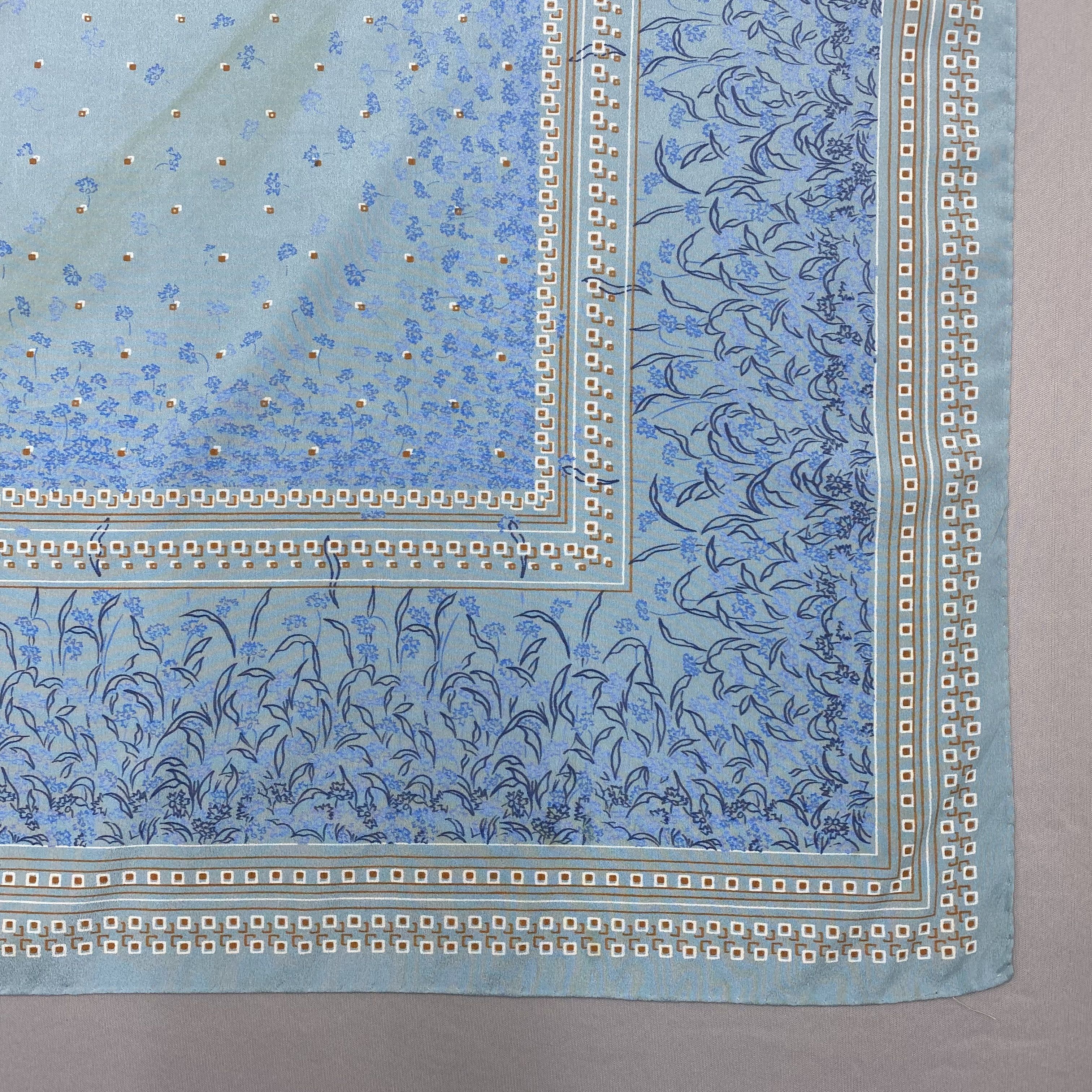 Japanese Brand Vintage Flower Grid SILK Scarf Twill Stole Wraps Scarves Size ONE SIZE - 5 Thumbnail