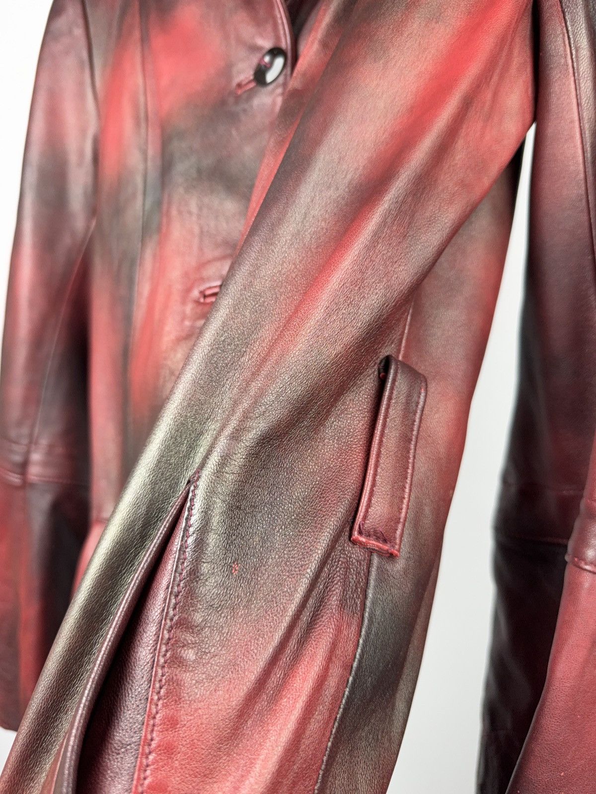 Japanese Brand 90s Y2K Avant-Garde Leather Coat Red Gradient Japan Western Size S / US 4 / IT 40 - 19 Thumbnail