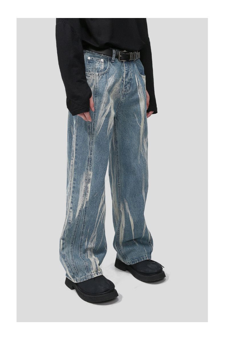 Japanese Brand × Jean Japanese retro tie-dye washed loose casual jeans Size US 34 / EU 50 - 4 Thumbnail