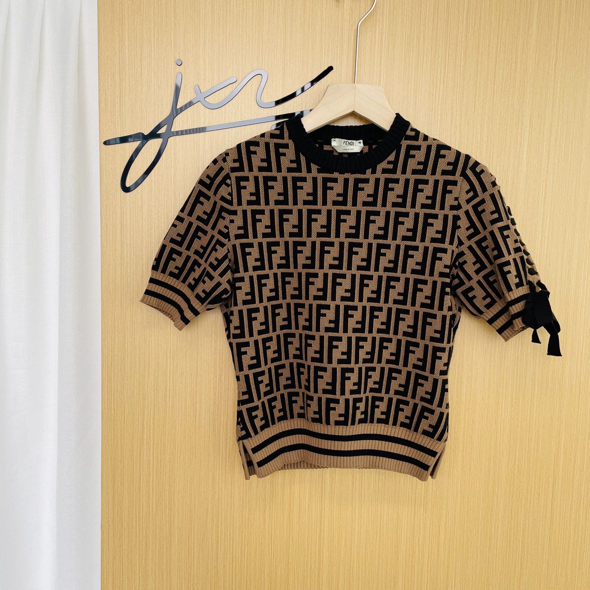 Fendi Fendi 99 New FF All-Over SS Knit Women's Brown 38 Size XS / US 0-2 / IT 36-38 - 1 Thumbnail