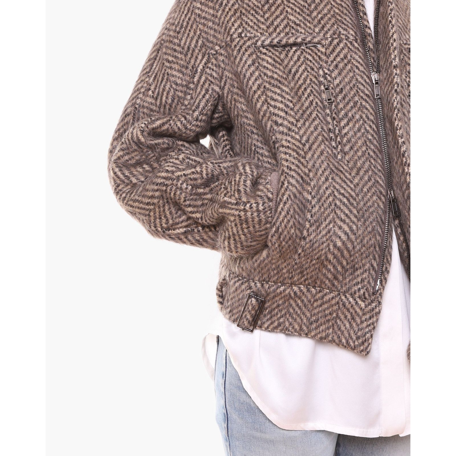 Haider Ackermann FW15 Oversized Biker Bomber in Chevron Alpaca Mohair Size US M / EU 48-50 / 2 - 13 Thumbnail