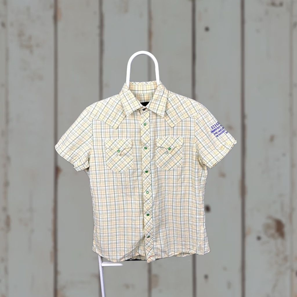 Diesel Diesel Mens Casual Shirt M Yellow Cotton Check Short Sleeve Front Pocket Size US M / EU 48-50 / 2 - 1 Thumbnail