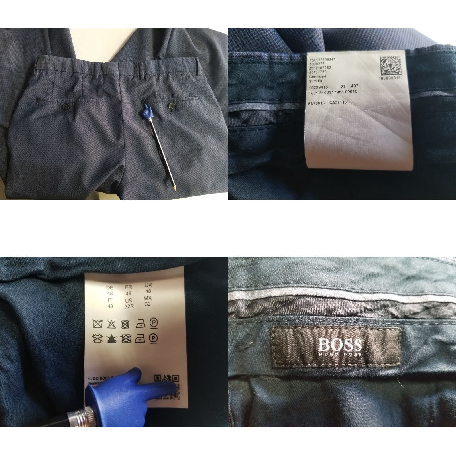Hugo Boss Hugo Boss Men’s Dress Pants 32R Blue Regular 30 in Inseam Business Formal Workwear Pants Mens Clean Look See All Pics Size US 32 / EU 48 - 8 Thumbnail