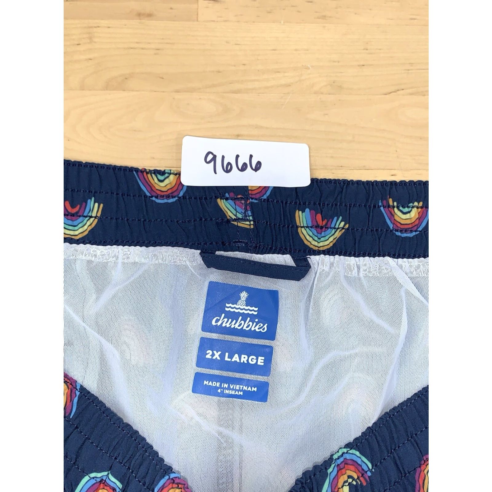 Chubbies Chubbies Trunks Men 2XL Blue Rainbows Beach Swim Lined Drawstring Stretch Bottom Size US 39 - 2 Thumbnail